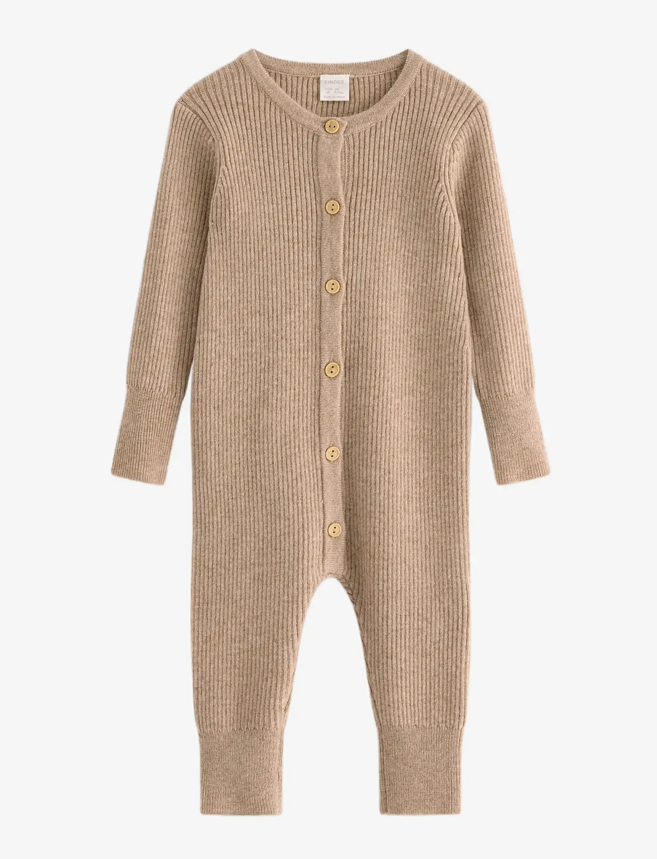 Lindex - Onesie knitted wool - långärmade bodysuits - beige melange - 0