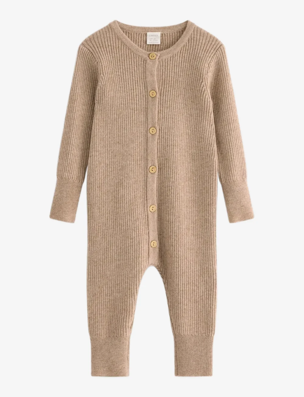 Lindex - Onesie knitted wool - långärmade bodysuits - beige melange - 0