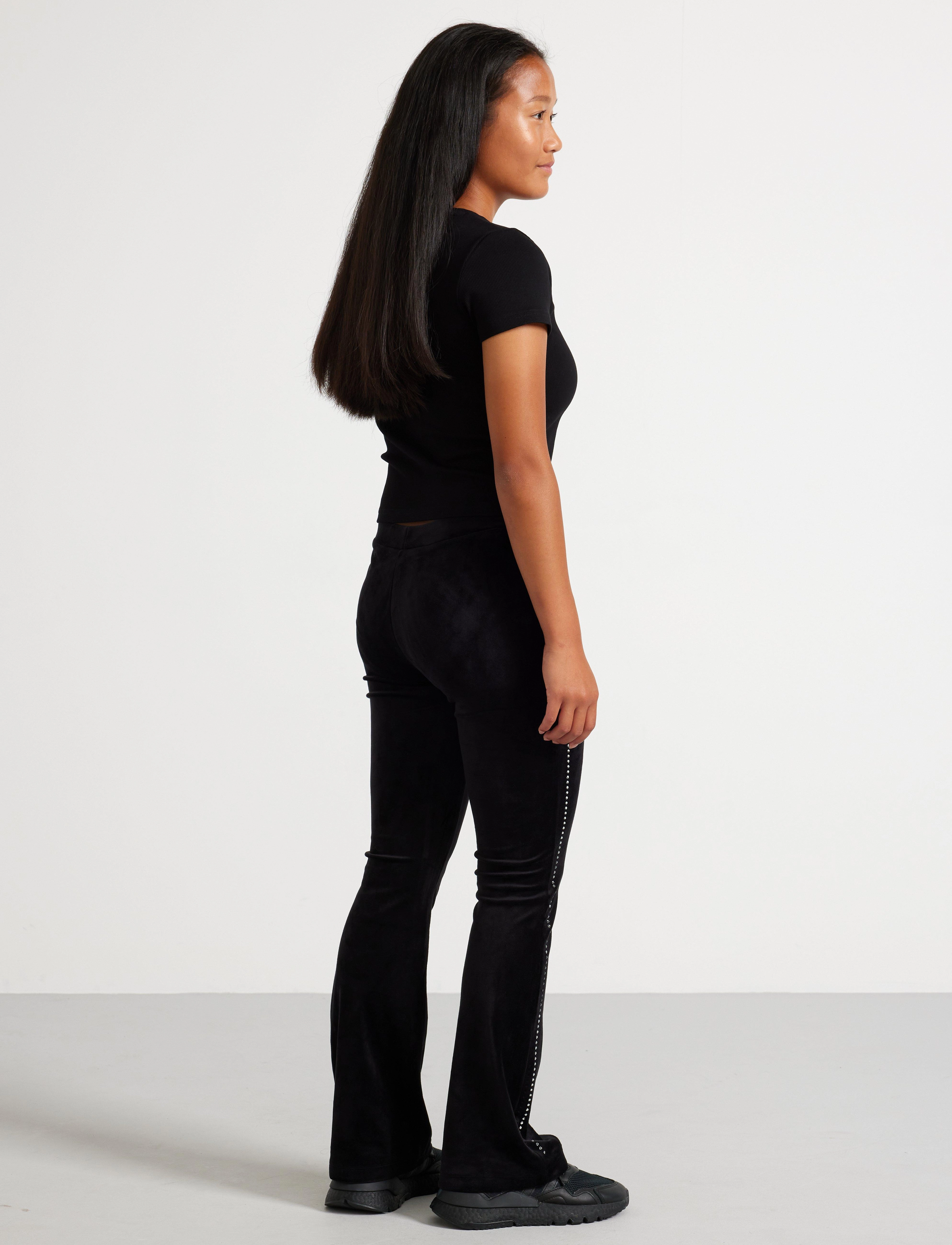 Lindex - Trousers velour flare - laveste priser - black - 5