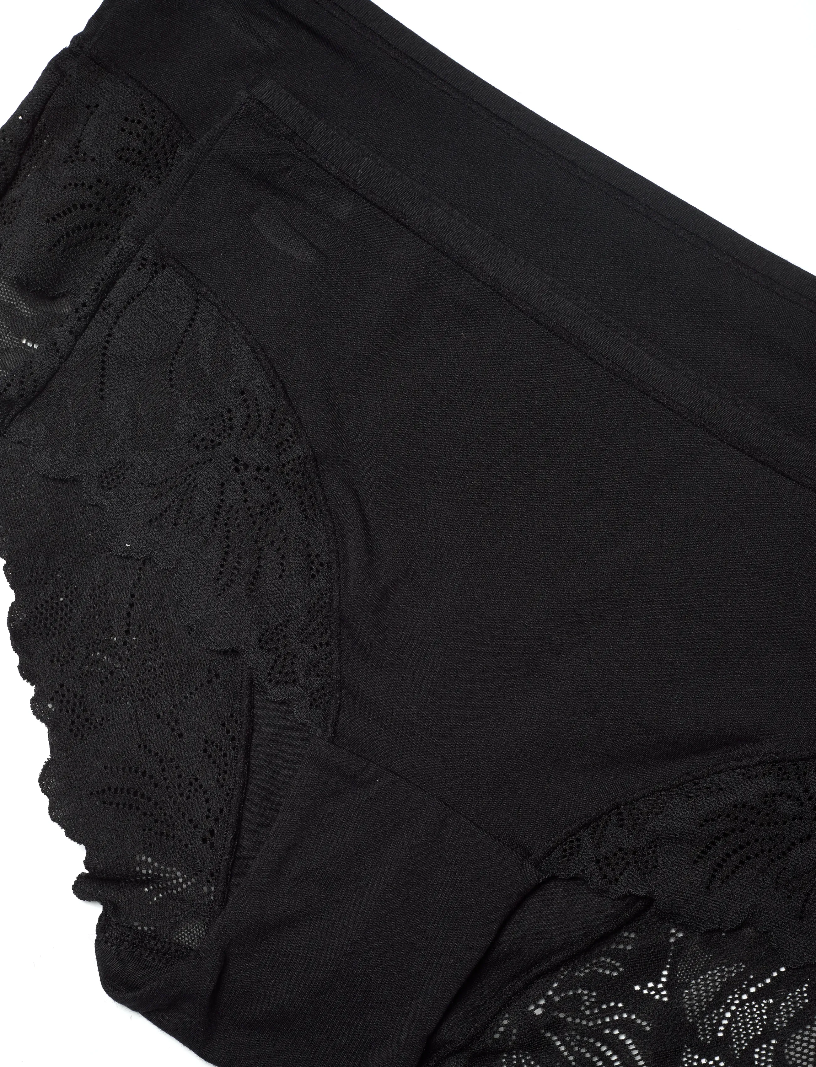 Lindex - Brief reg Blenda cotton w lace - hipster & boyshorts - black - 1