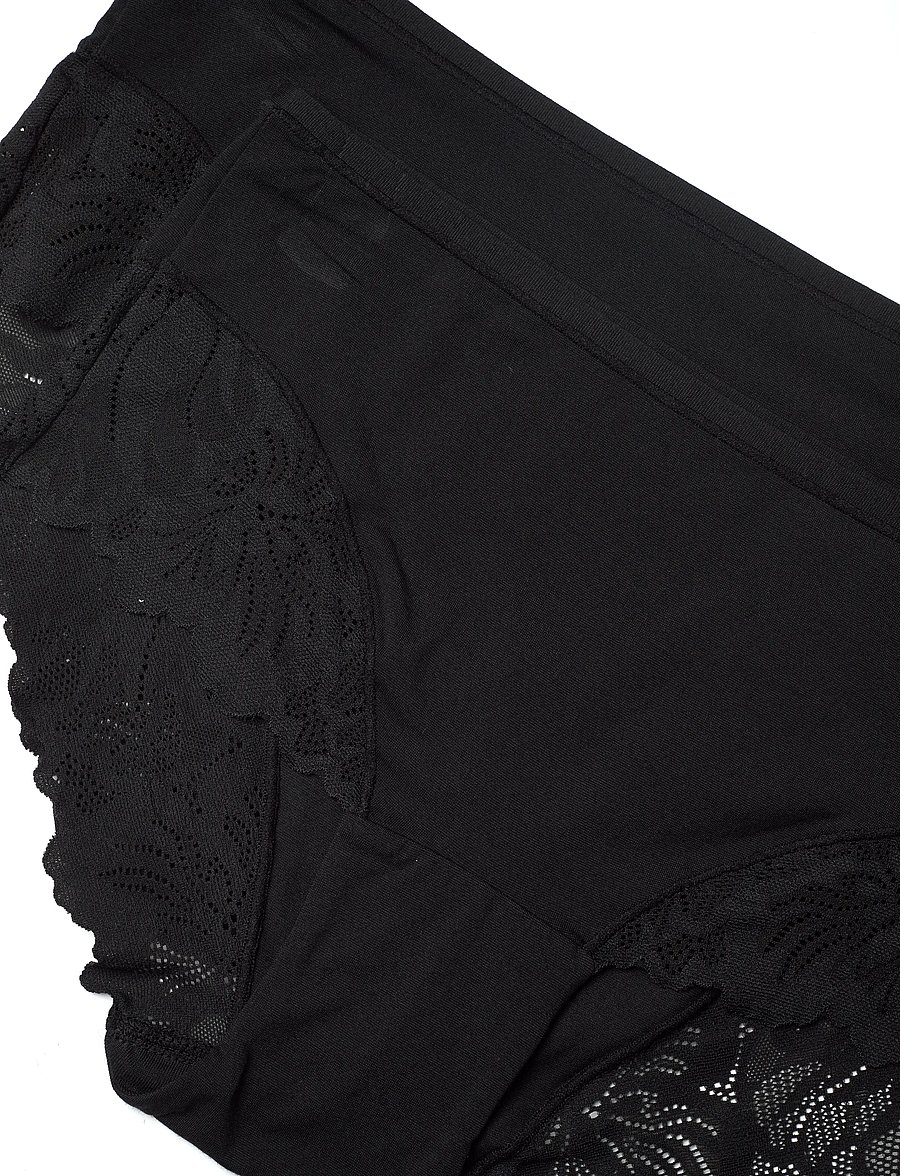 Lindex - Brief reg Blenda cotton w lace - hipsterid ja bokserid - black - 1