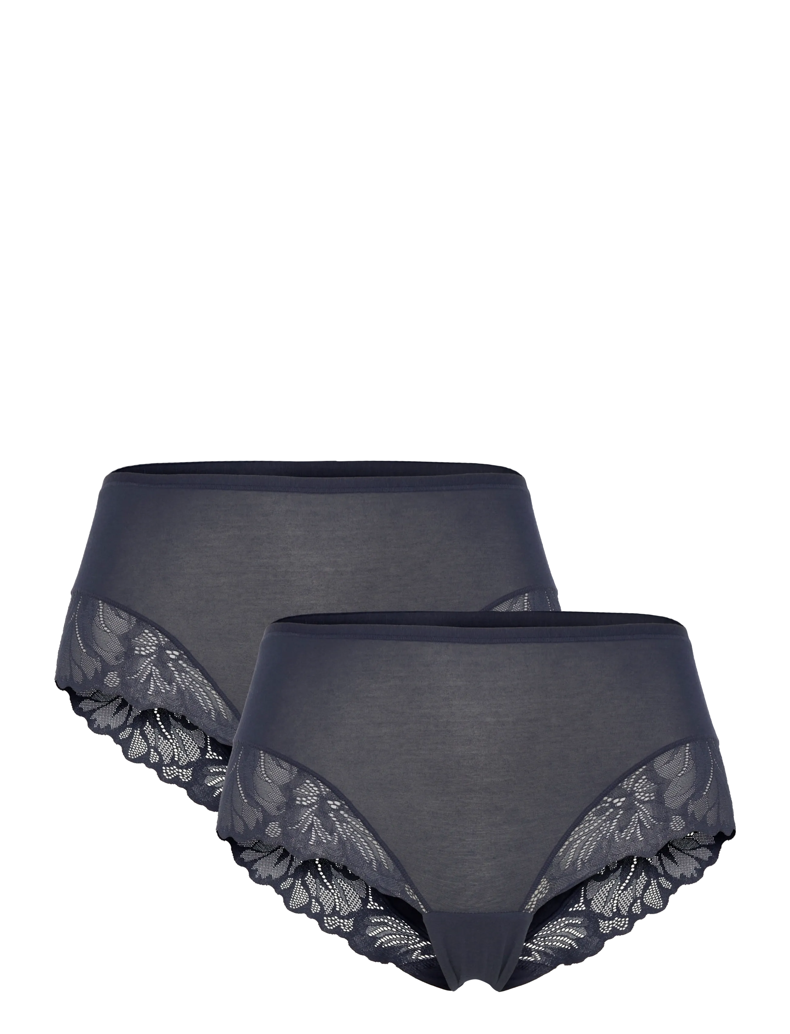Lindex Brief Reg Blenda Cotton W Lace, Kvinder, Højtaljede Blonde Trusser, Navy, Str: XS