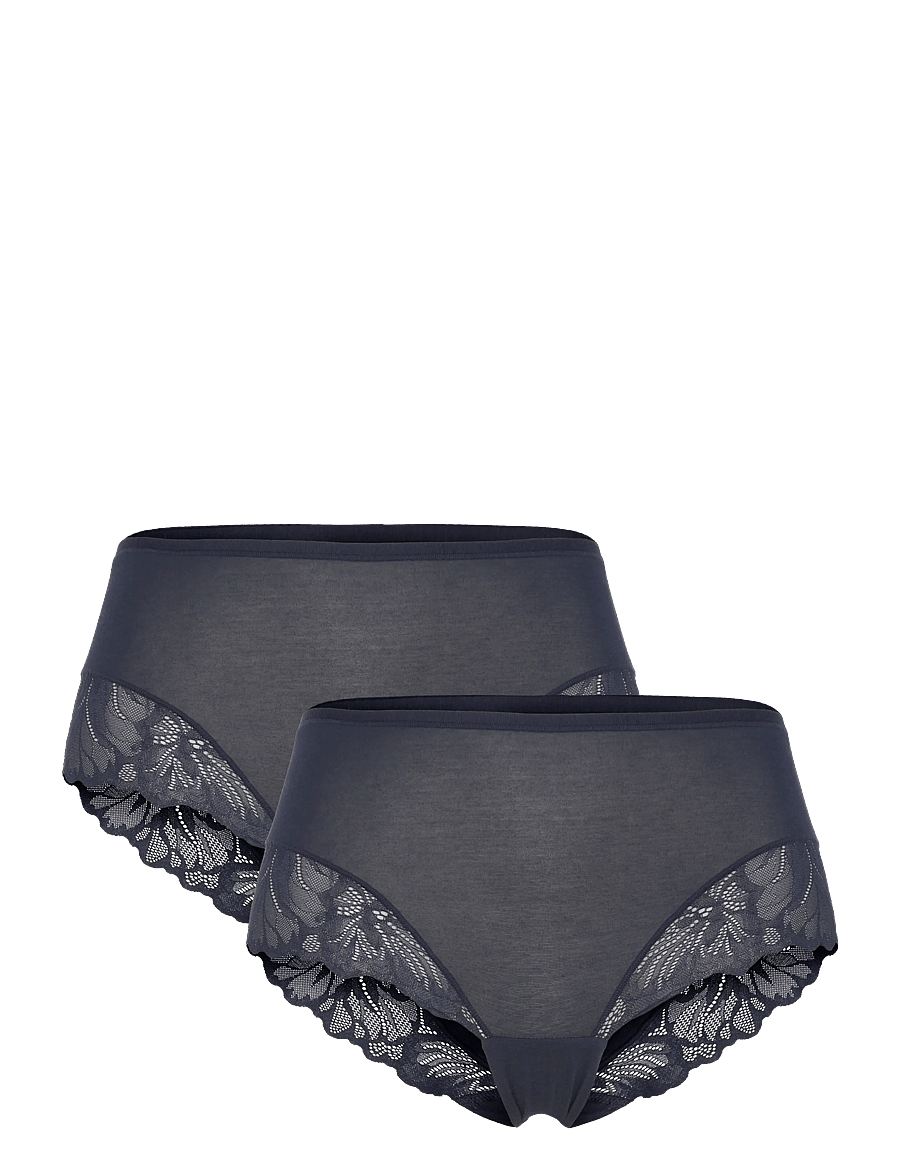 Lindex - Brief reg Blenda cotton w lace - hipsters & hotpants - navy - 0