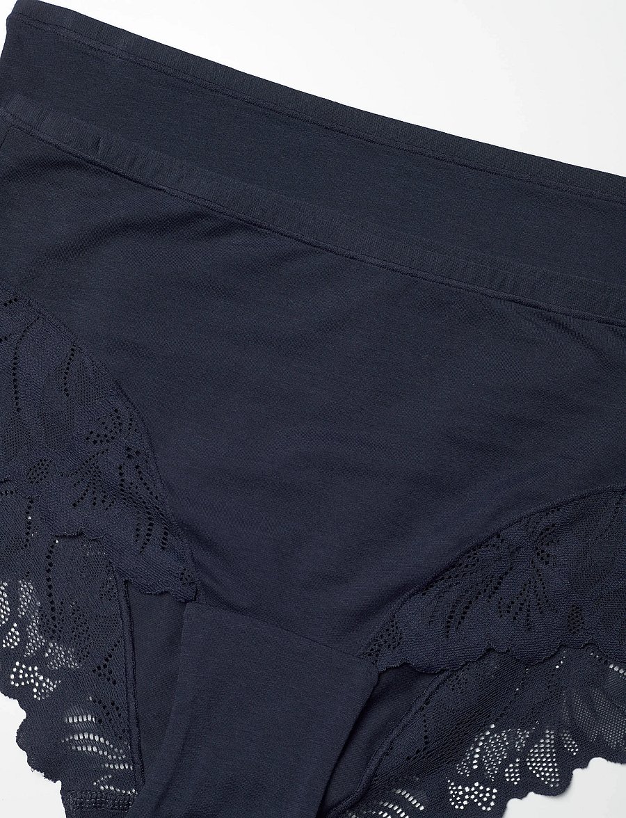 Lindex - Brief reg Blenda cotton w lace - hipsters & hotpants - navy - 1
