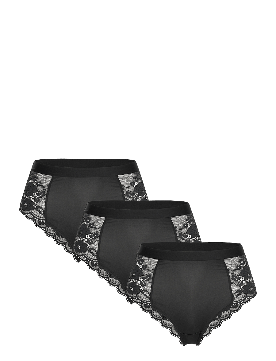 Lindex - Brief Brazilian high Iris 3 p - brazilian slips - black - 0