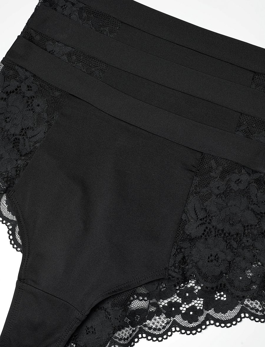 Lindex - Brief Brazilian high Iris 3 p - brazilian slips - black - 1