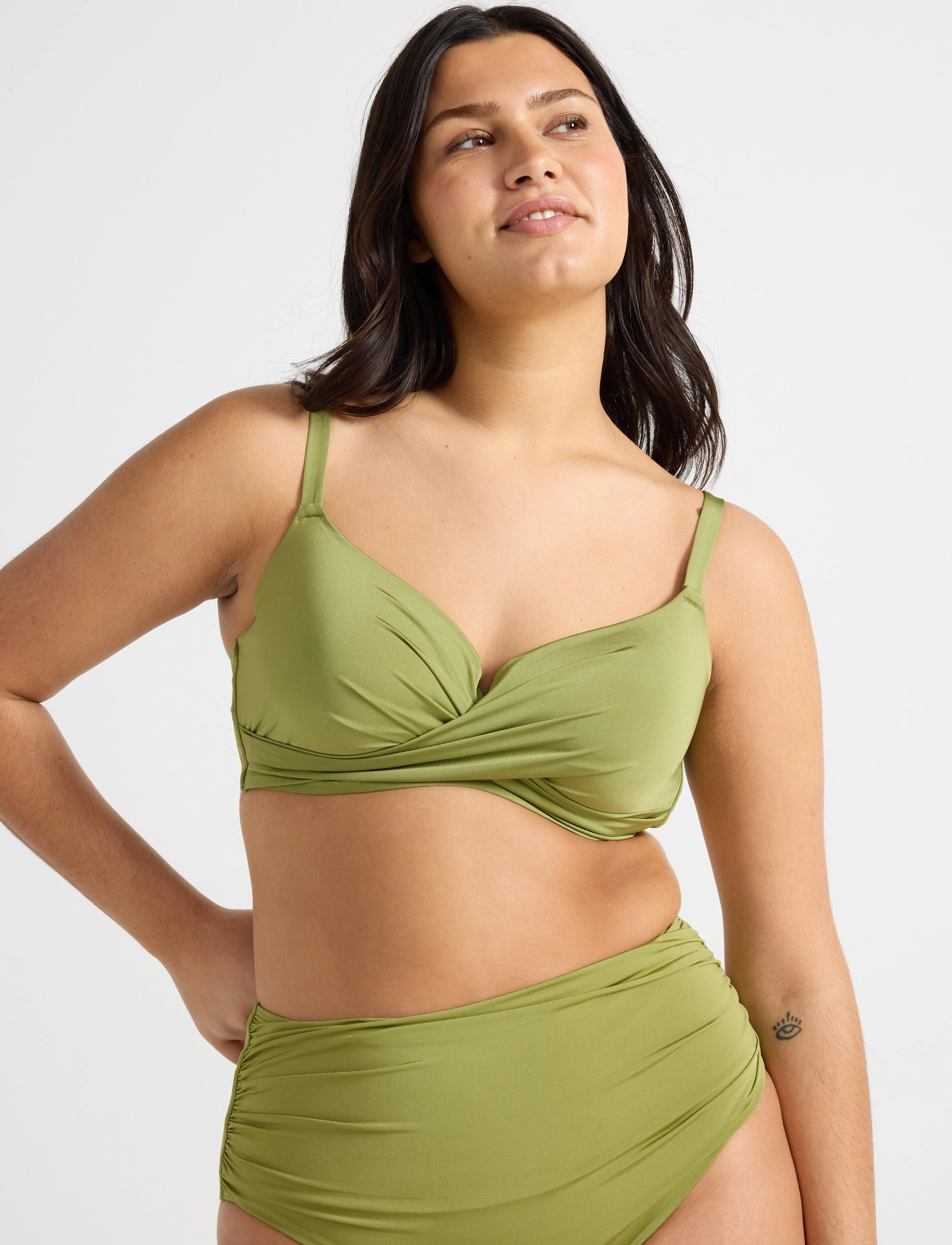 Lindex Lilja Padded Bikini Bra With Underwire, Kvinder, Polstret Bøjle Bikini Bh, Grøn, Str: 75 C
