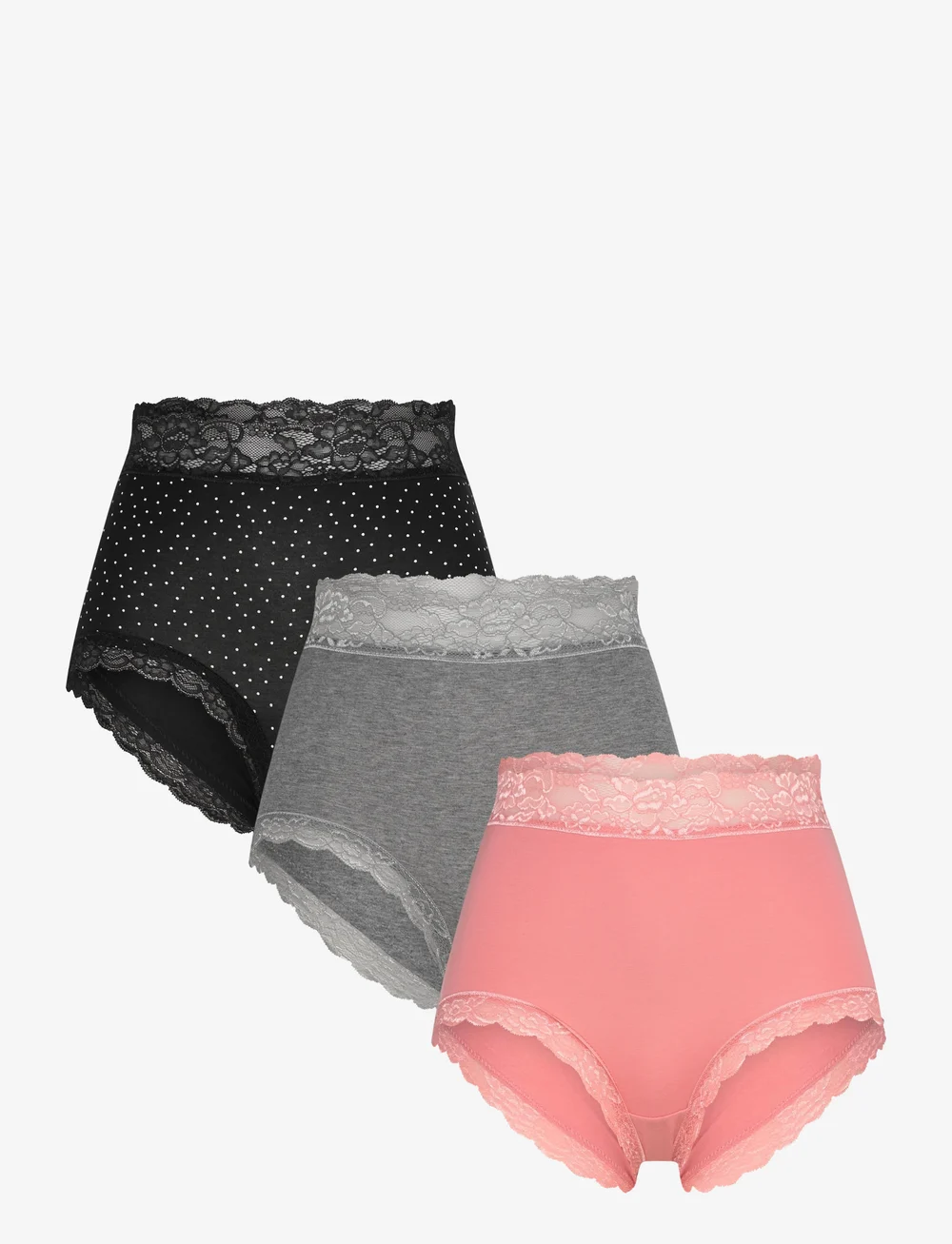 Lindex - Brief high Emelie lace 3 p - culottes midi & maxi - black - 0