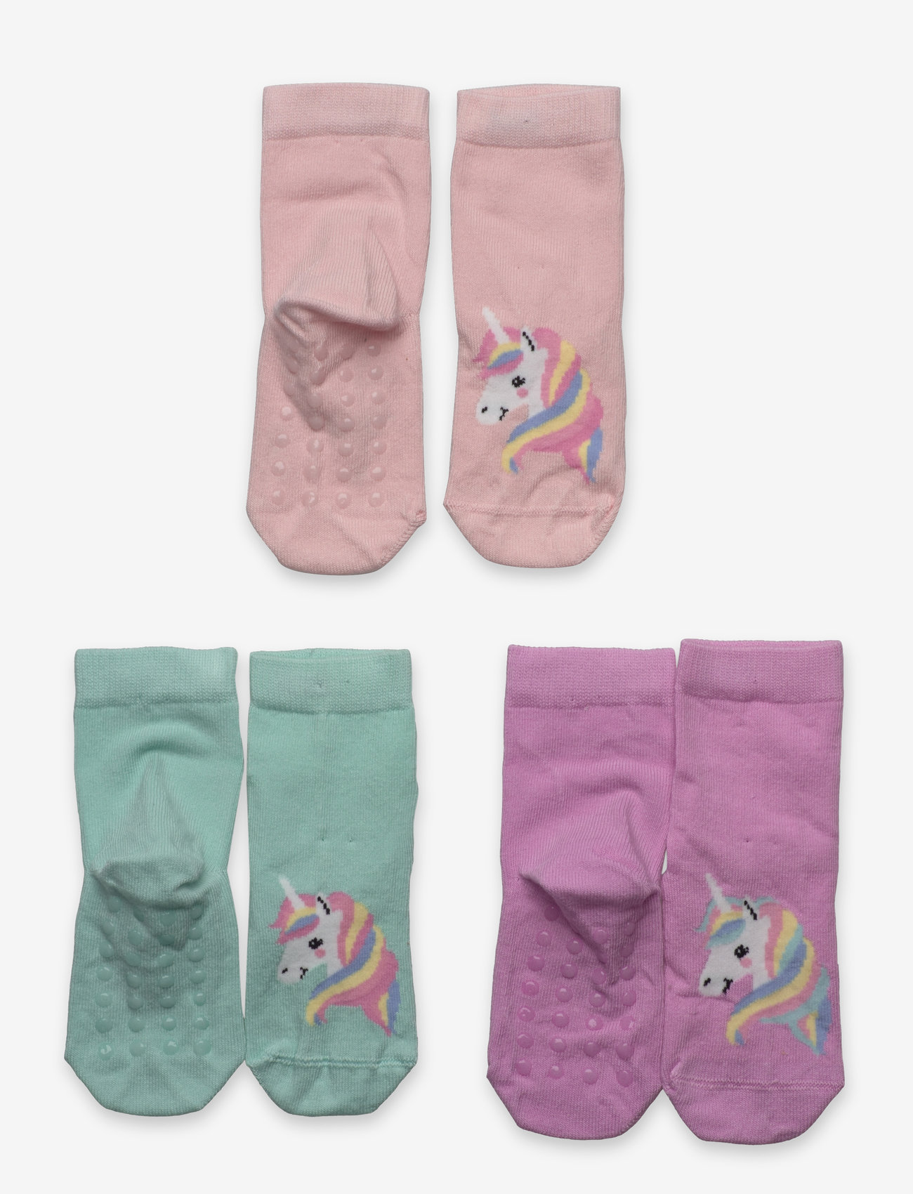 Lindex - Sock 3 p SG unicorn antislip - strümpfe - light dusty pink - 0
