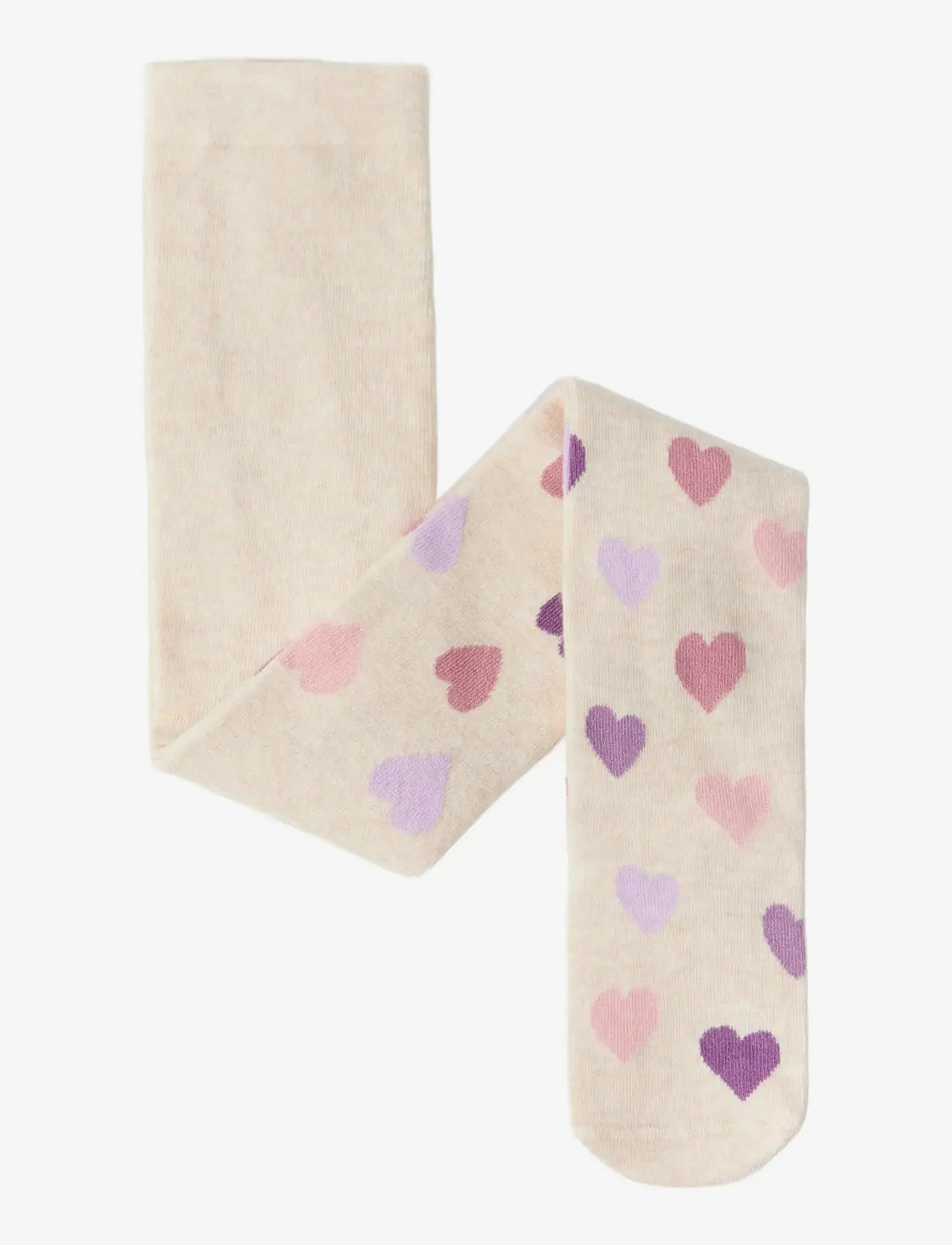 Lindex - Tights SG cotton w hearts aop - zeķbikses - beige melange - 0