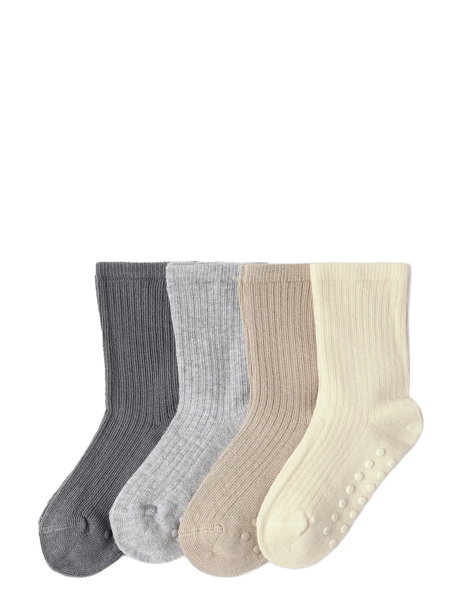 Lindex - Sock 4p rib solid - strumpor - dusty beige - 0
