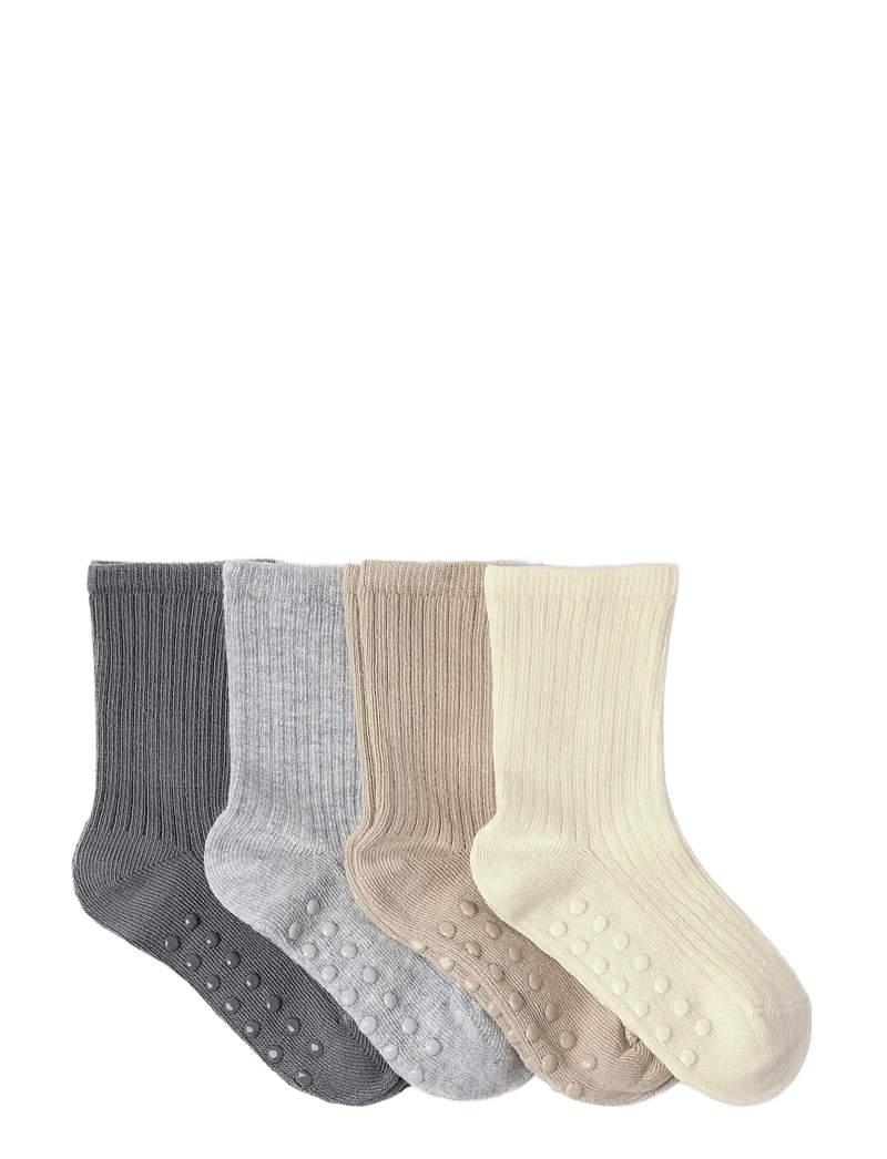 Lindex - Sock 4p rib solid - strømper - dusty beige - 1