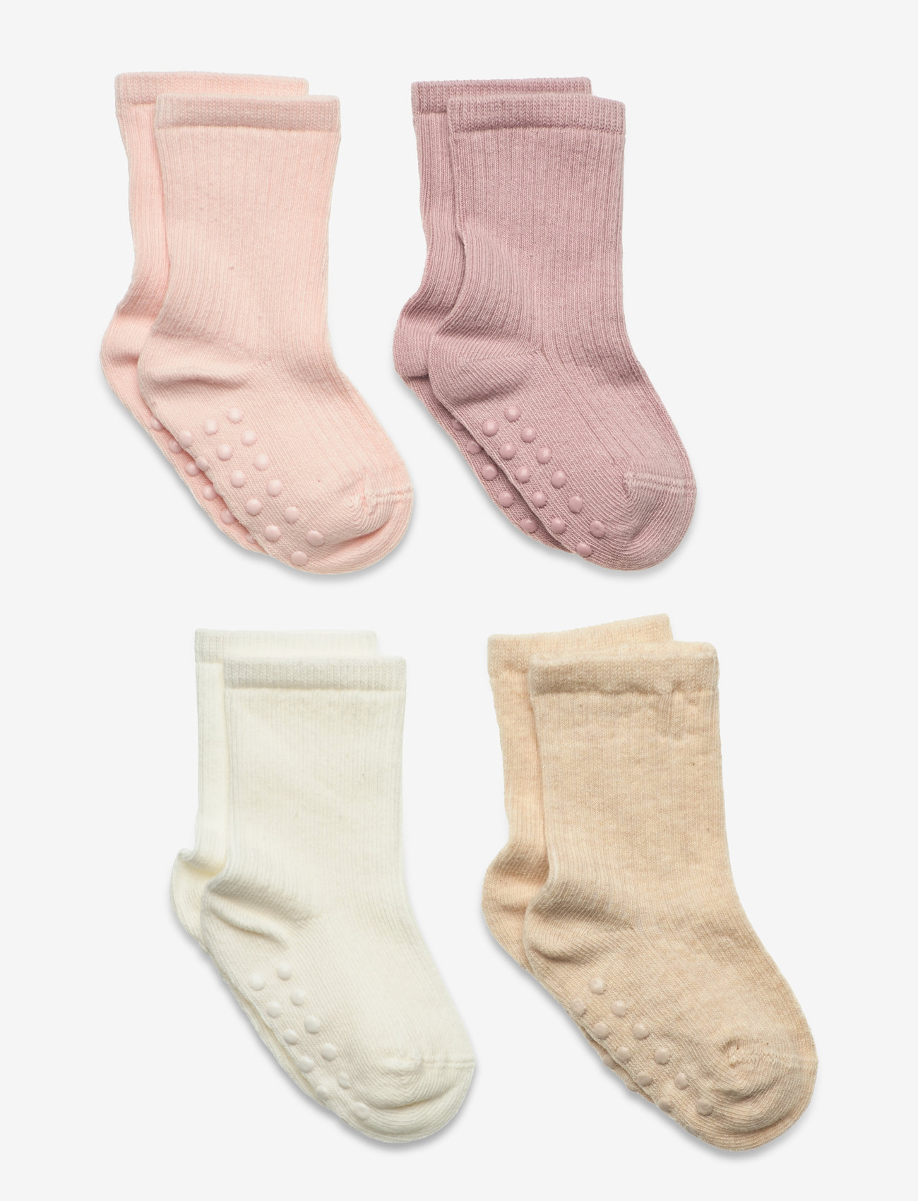 Lindex - Sock 4p rib solid - strømper - light dusty pink - 0
