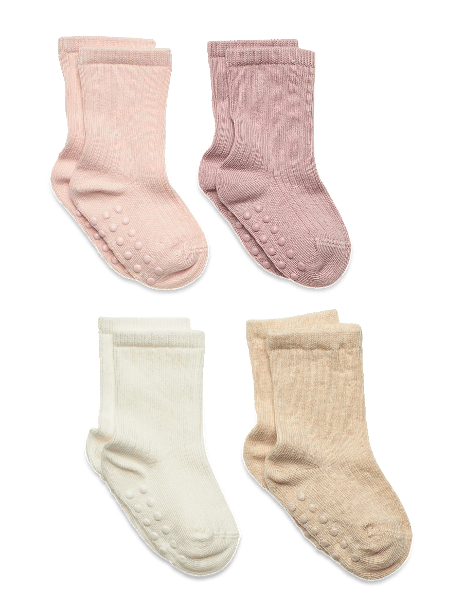 Lindex - Sock 4p rib solid - strumpor - light dusty pink - 0
