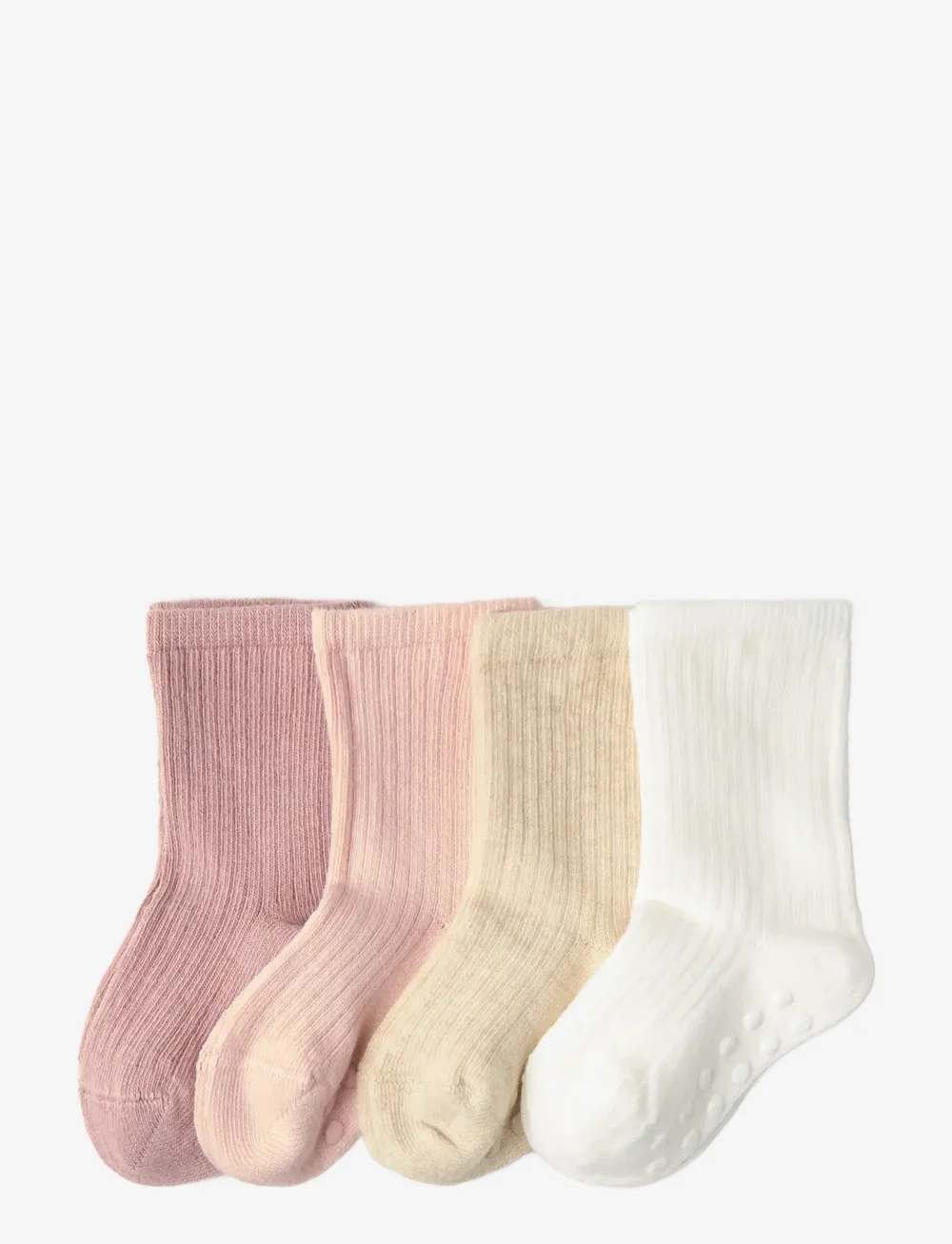 Lindex - 4-pak ribbede sokker - strumpor - light dusty pink - 0