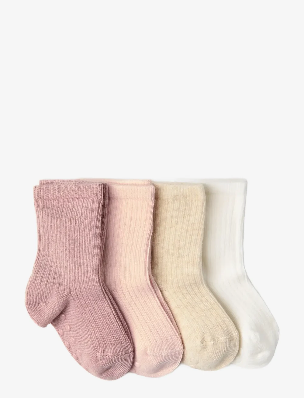 Lindex - 4-pak ribbede sokker - strumpor - light dusty pink - 1