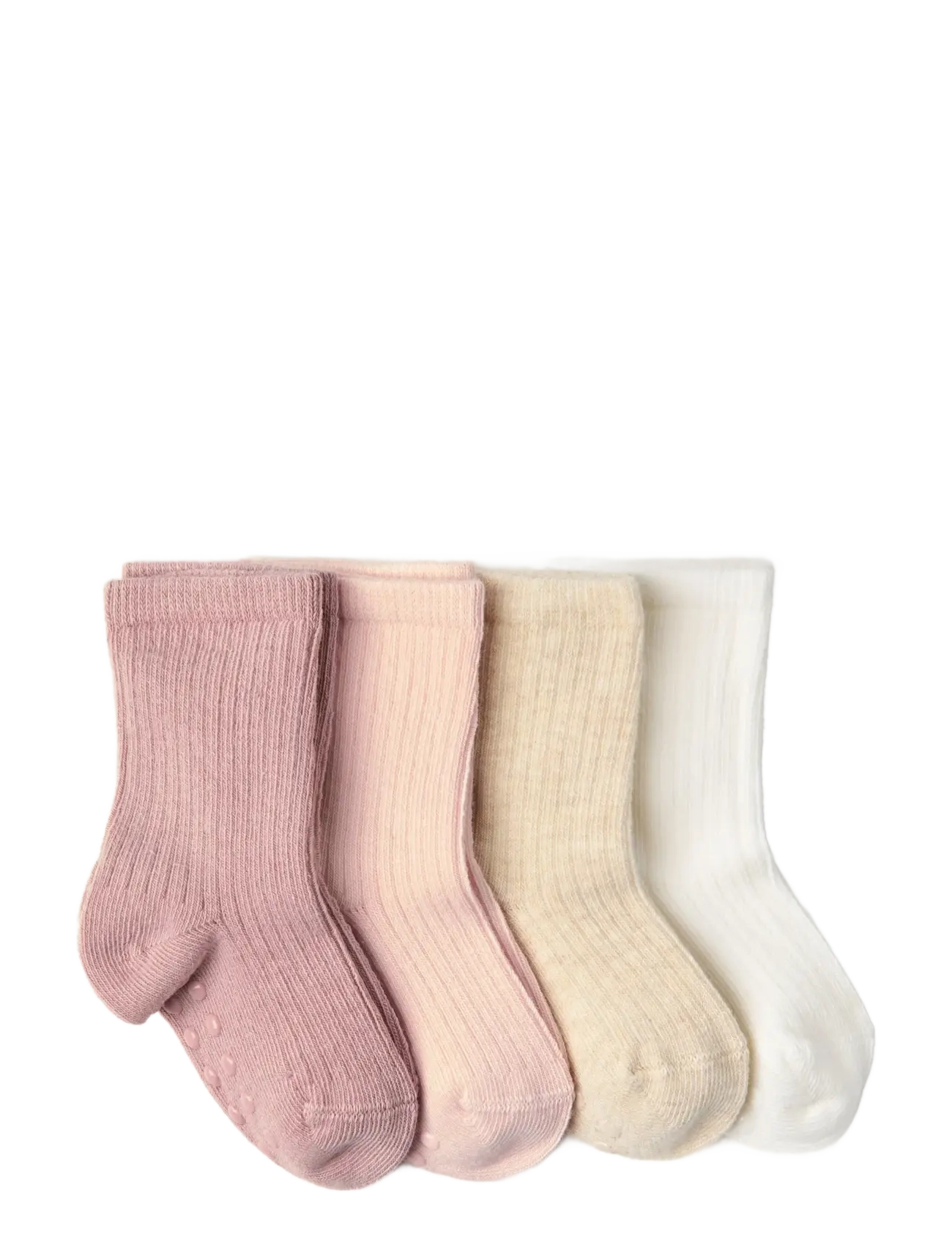 Lindex - Sock 4p rib solid - socken & strumpfhosen - light dusty pink - 1