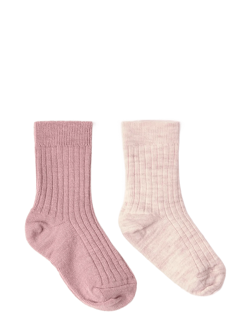 Lindex - 2-pakning sokker i ullblanding - sokid - dusty pink - 0