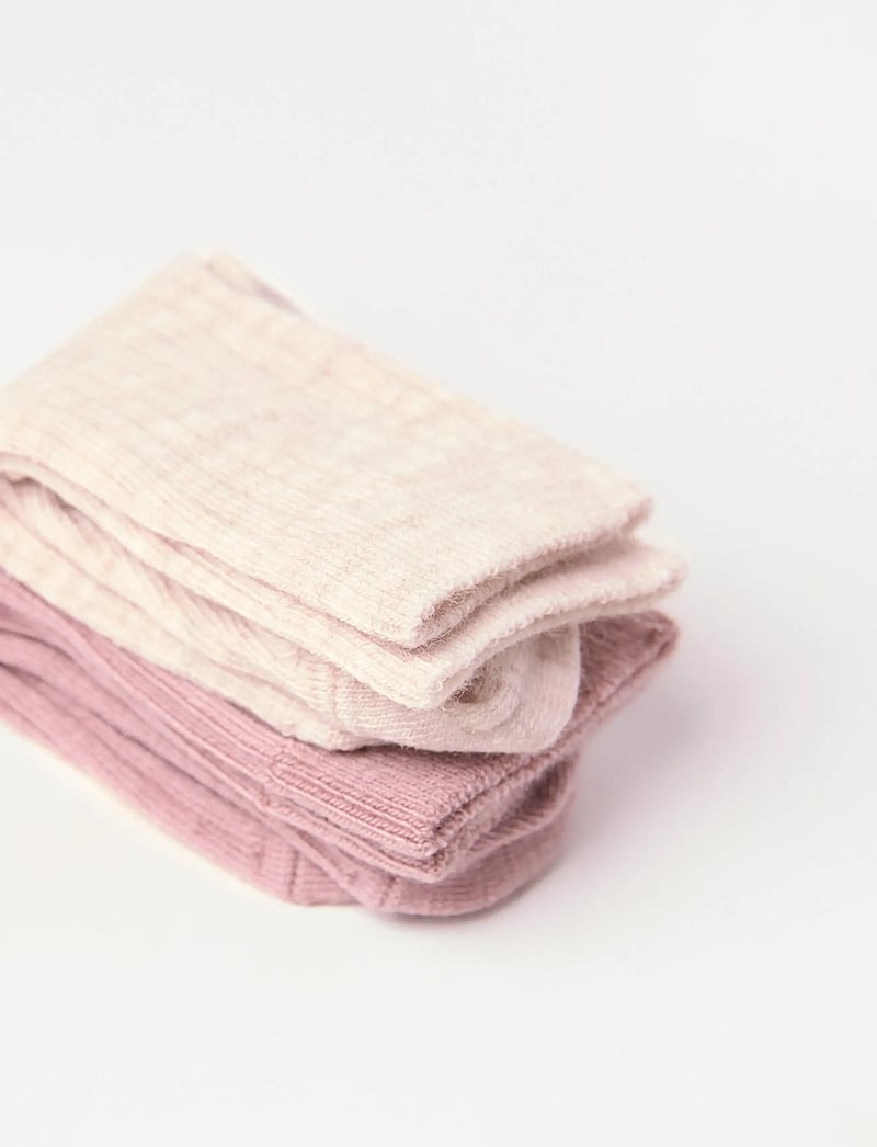 Lindex - 2-pakning sokker i ullblanding - sokid - dusty pink - 1