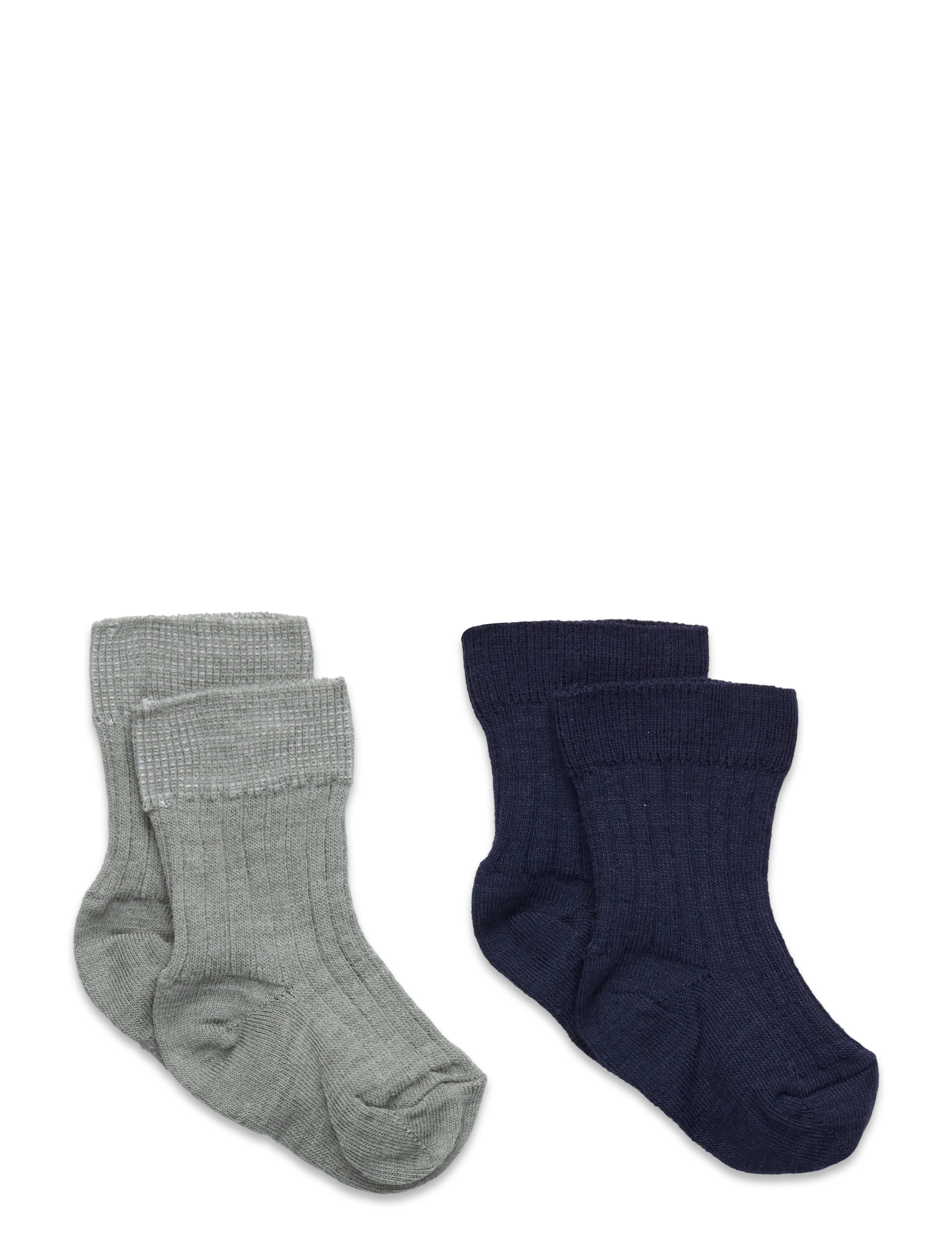 2-pakning sokker i ullblanding - LIGHT DUSTY GREEN