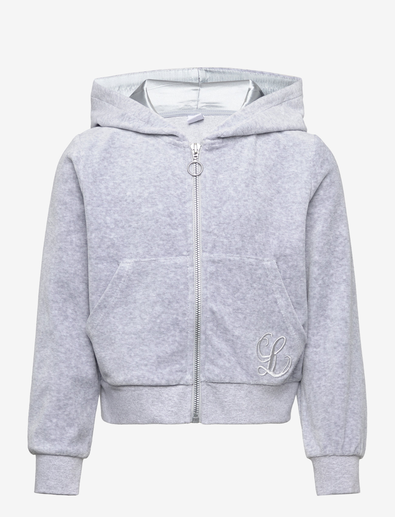 Lindex - Sweatshirt velour with hoodie - huvtröjor - grey melange - 1