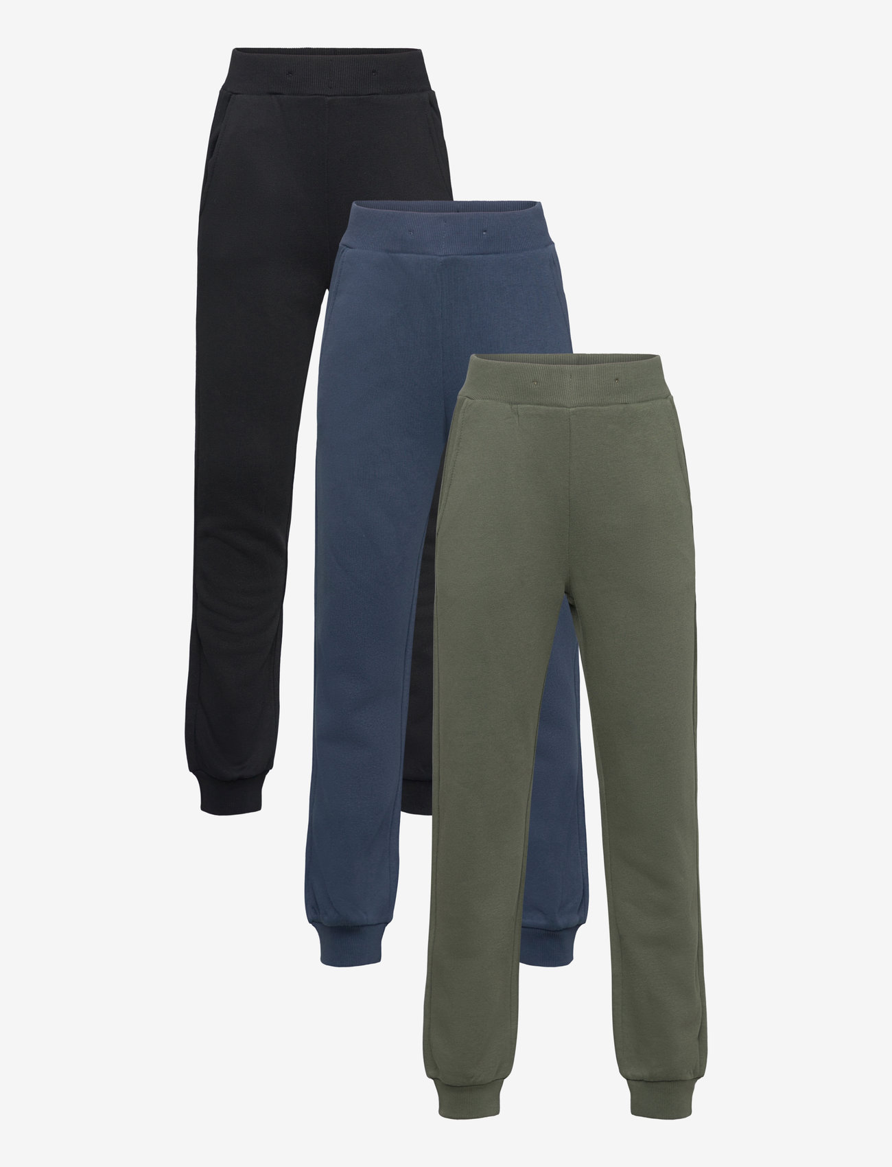 Lindex - Trousers basic solid 3 pack - efterårstøj - dark khaki green - 0