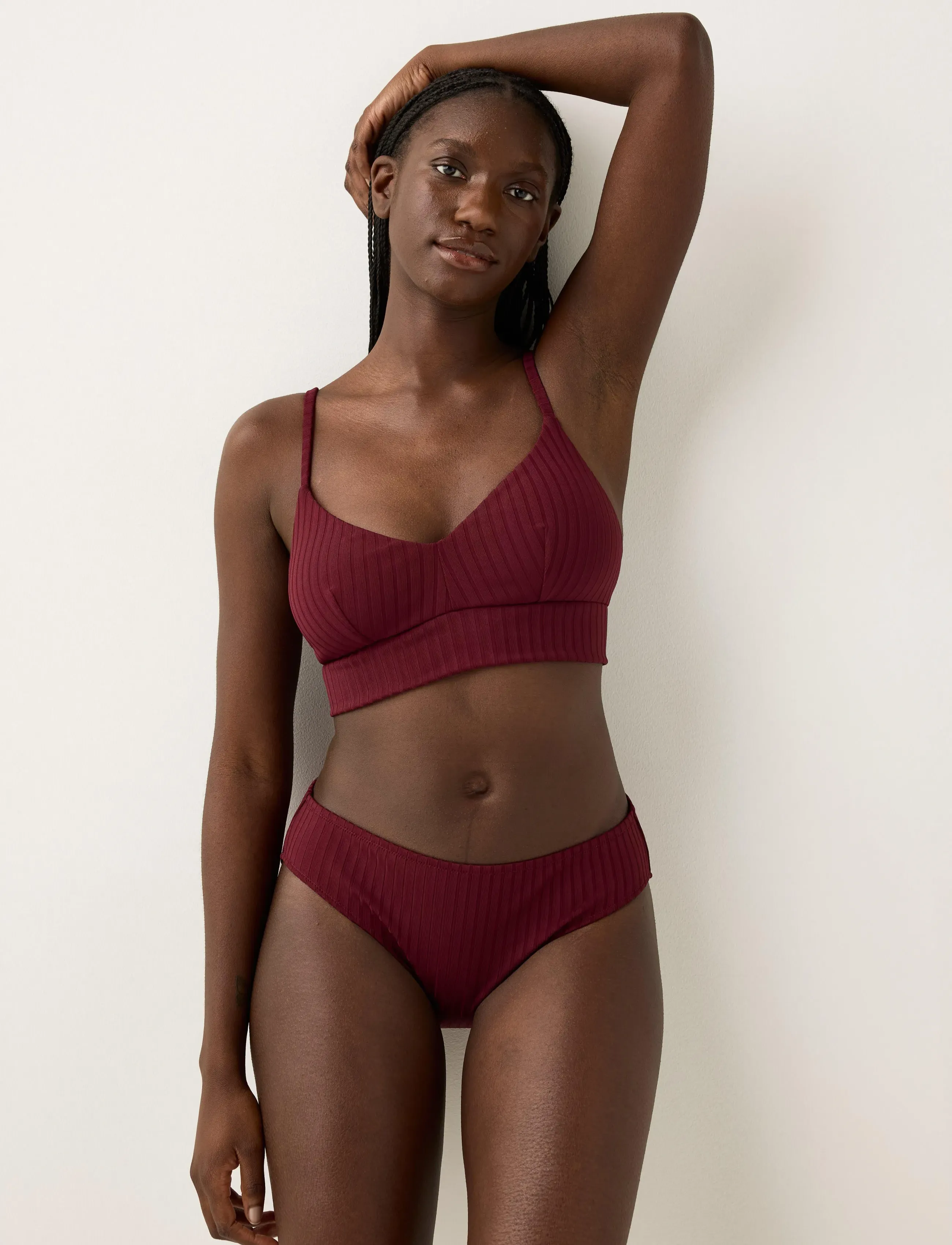 Lindex Brief Bikini Regular Bella Rib - Lindex - DARK DUSTY RED / burgundy