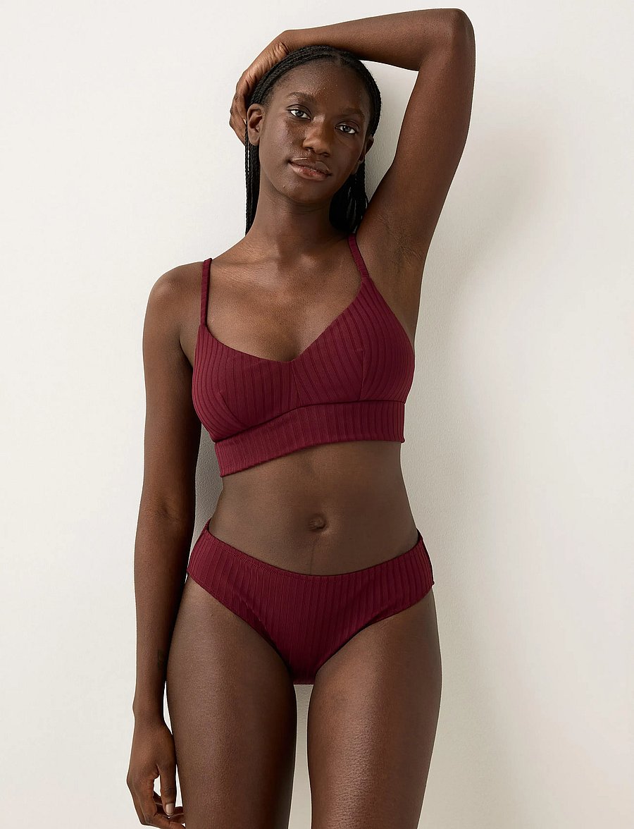 Lindex - Brief Bikini Regular Bella Rib - bikiinipüksid - dark dusty red - 0