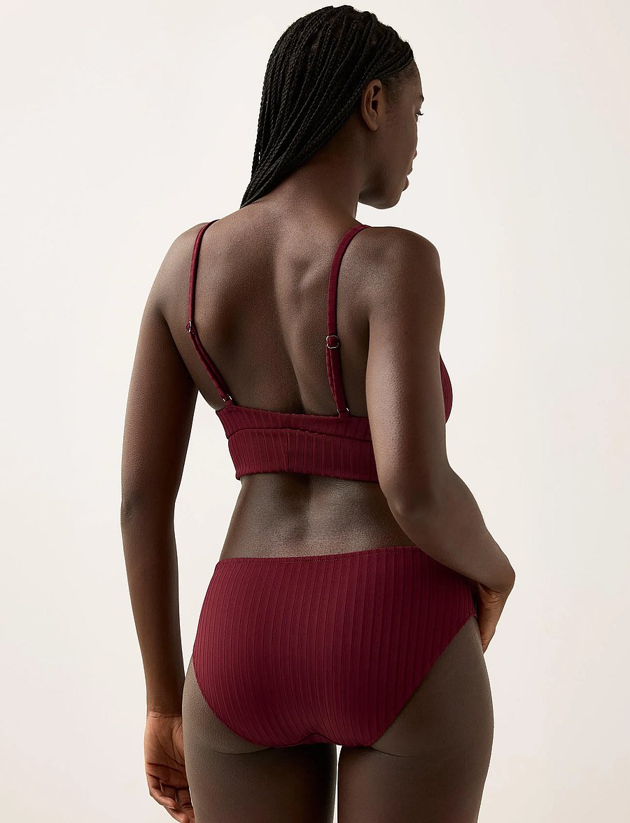 Lindex - Brief Bikini Regular Bella Rib - bikiinipüksid - dark dusty red - 3