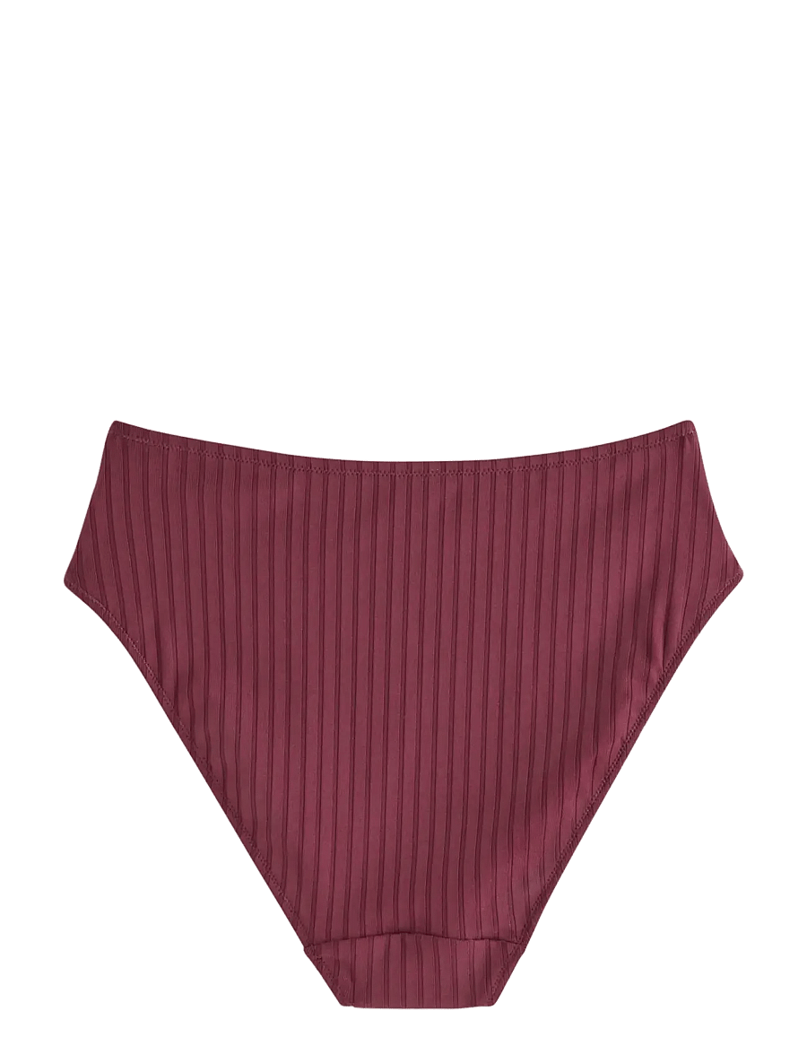 Lindex - Brief Bikini High Hanna Rib - bikinihosen mit hoher taille - dark dusty red - 2