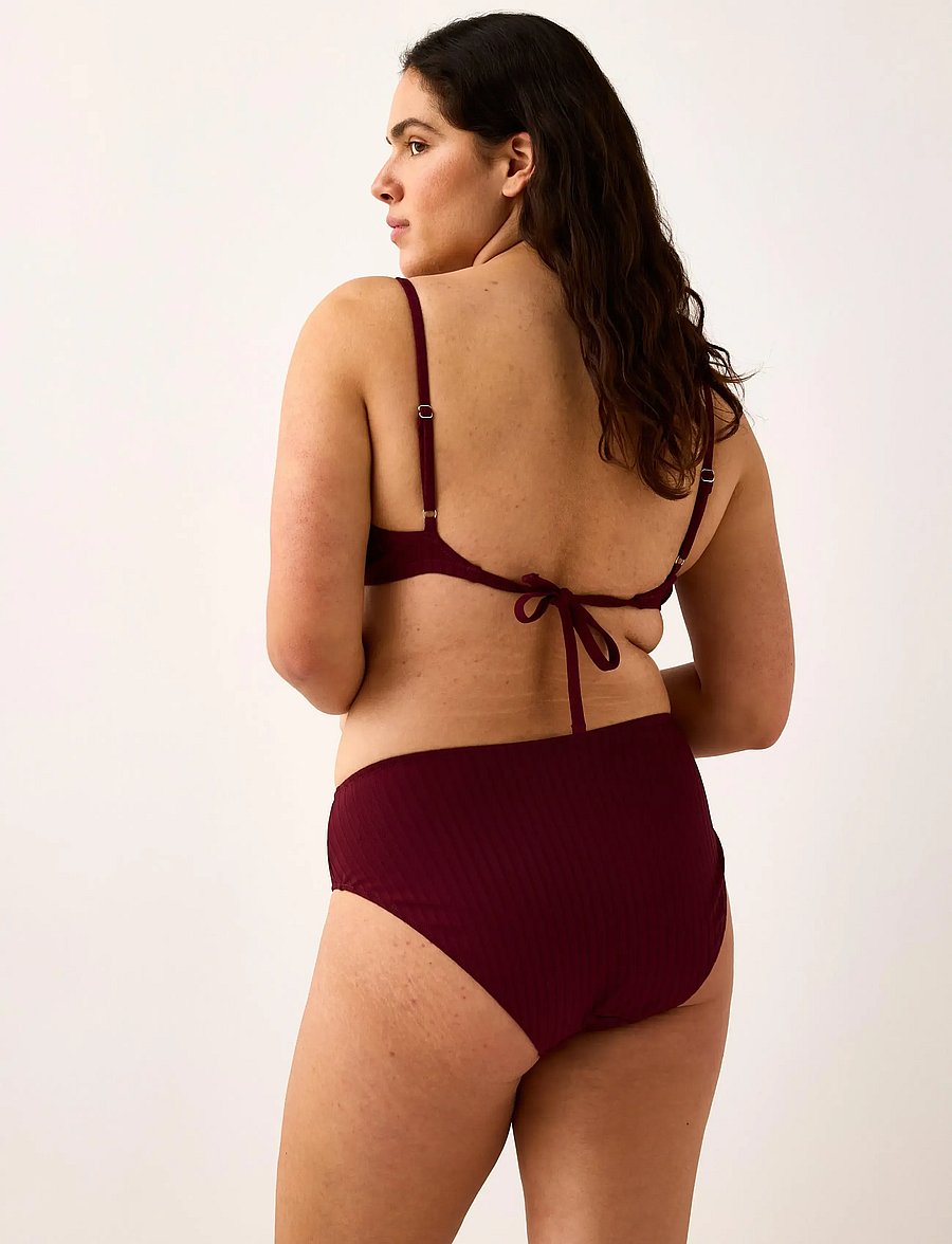 Lindex - Brief Bikini High Hanna Rib - bikinihosen mit hoher taille - dark dusty red - 3