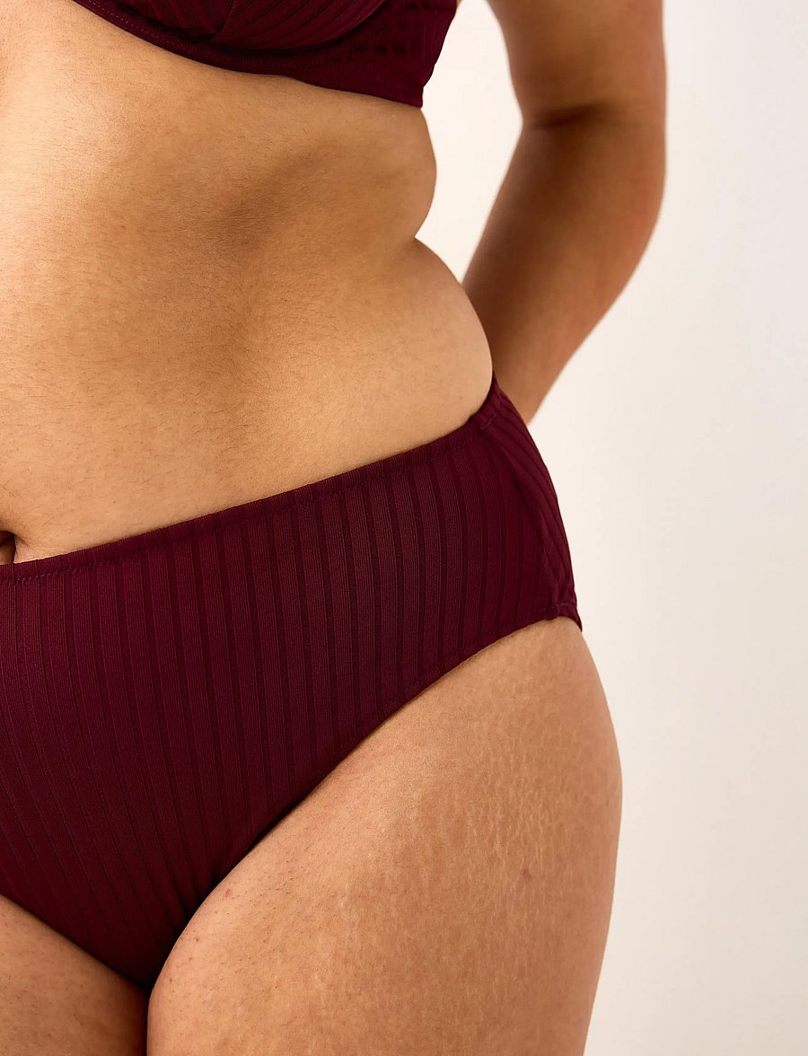 Lindex - Brief Bikini High Hanna Rib - bikinihosen mit hoher taille - dark dusty red - 4