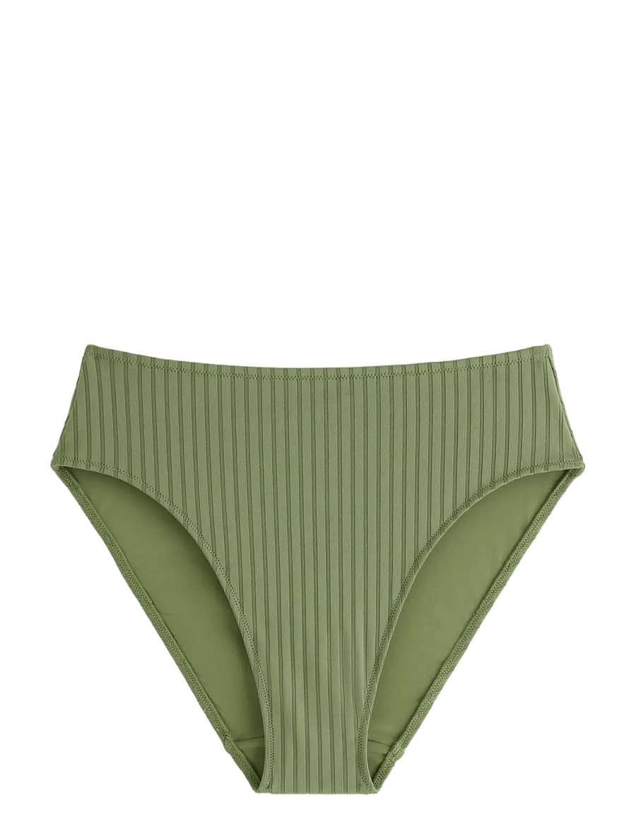 Lindex - Brief Bikini High Hanna Rib - kõrge vöökohaga bikiinid - dk dusty green - 1
