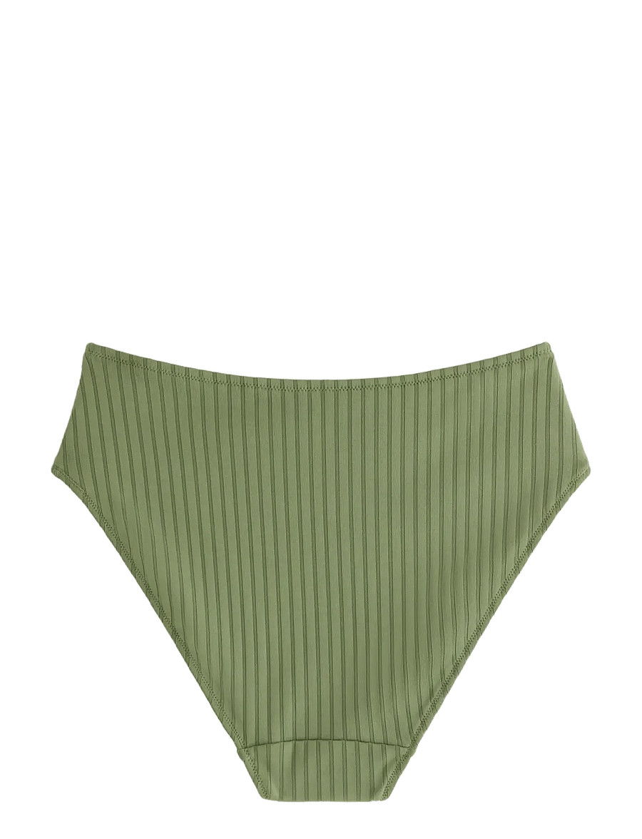 Lindex - Brief Bikini High Hanna Rib - kõrge vöökohaga bikiinid - dk dusty green - 2
