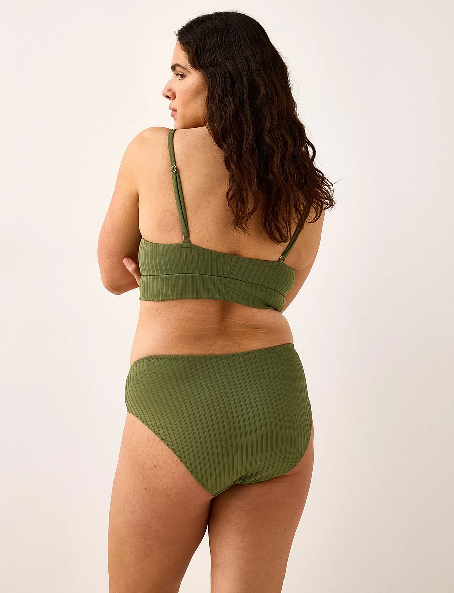 Lindex - Brief Bikini High Hanna Rib - kõrge vöökohaga bikiinid - dk dusty green - 3