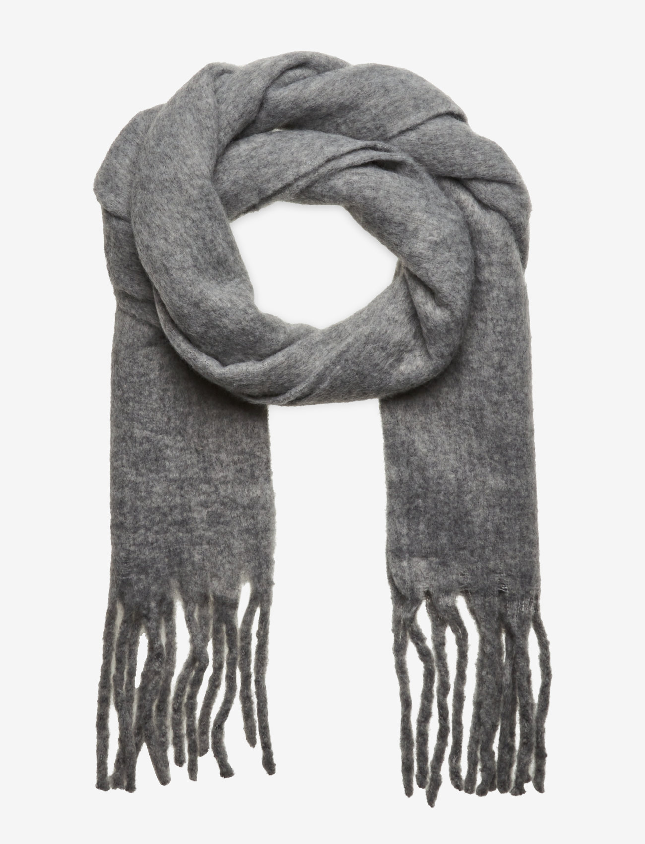 Lindex - Scarf big fringe solid - grey melange - 0
