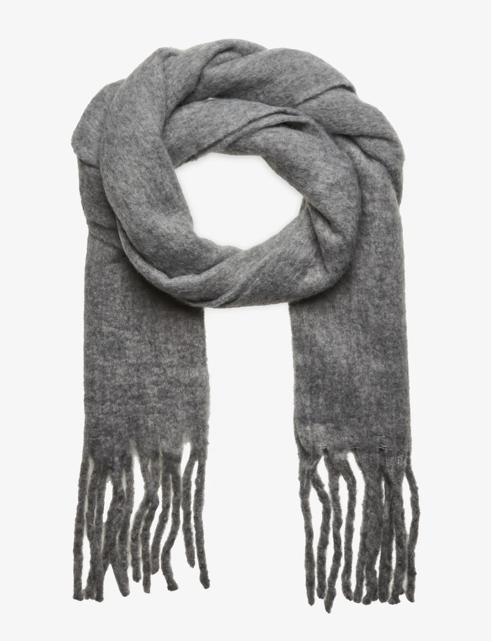 Lindex - Scarf big fringe solid - winterschals - grey melange - 0