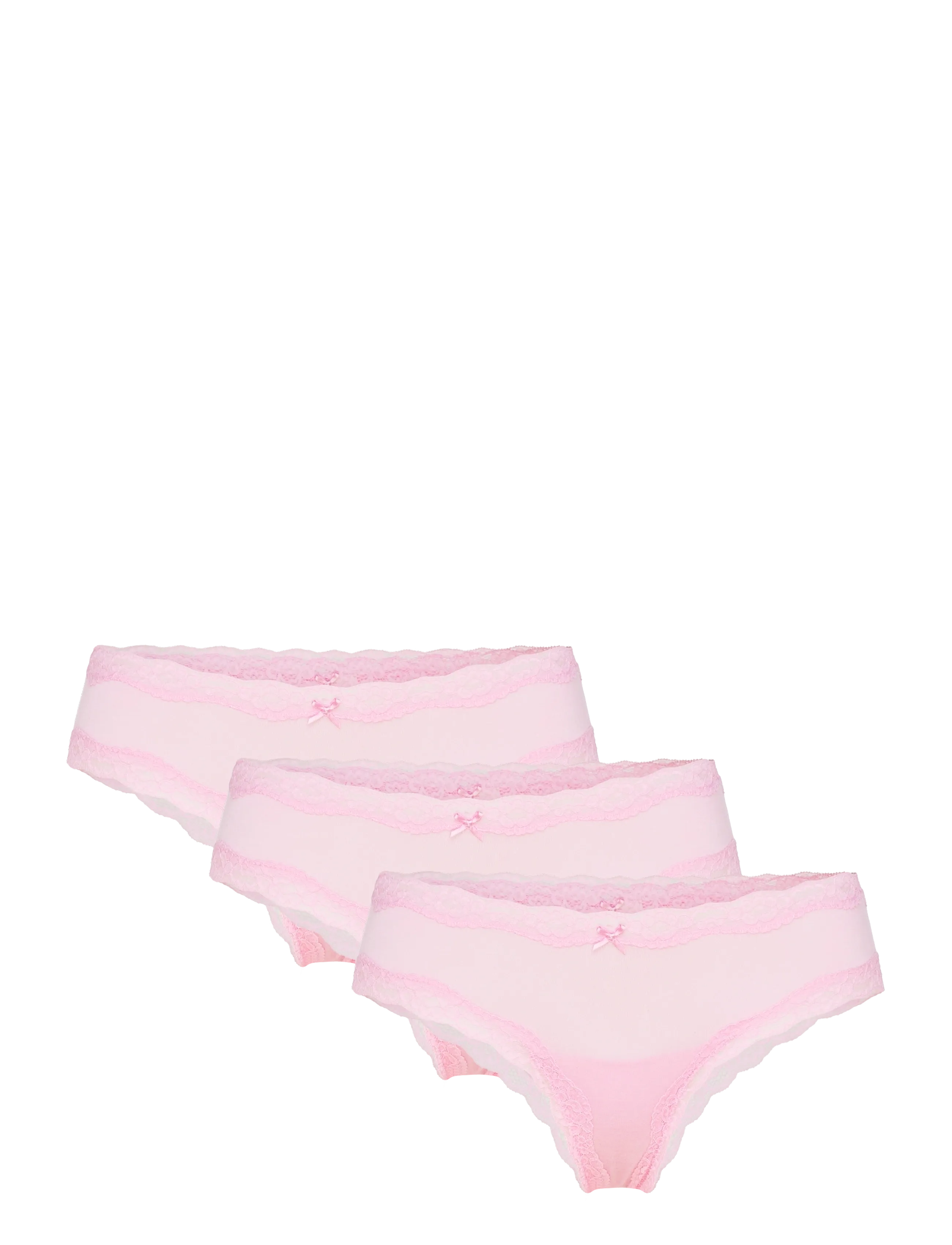 Lindex 3-Pack Brazilian Briefs With Low Waist, Kvinder, 3-Pak Lavtaljede Brazilian Trusser, Pink, Str: XL