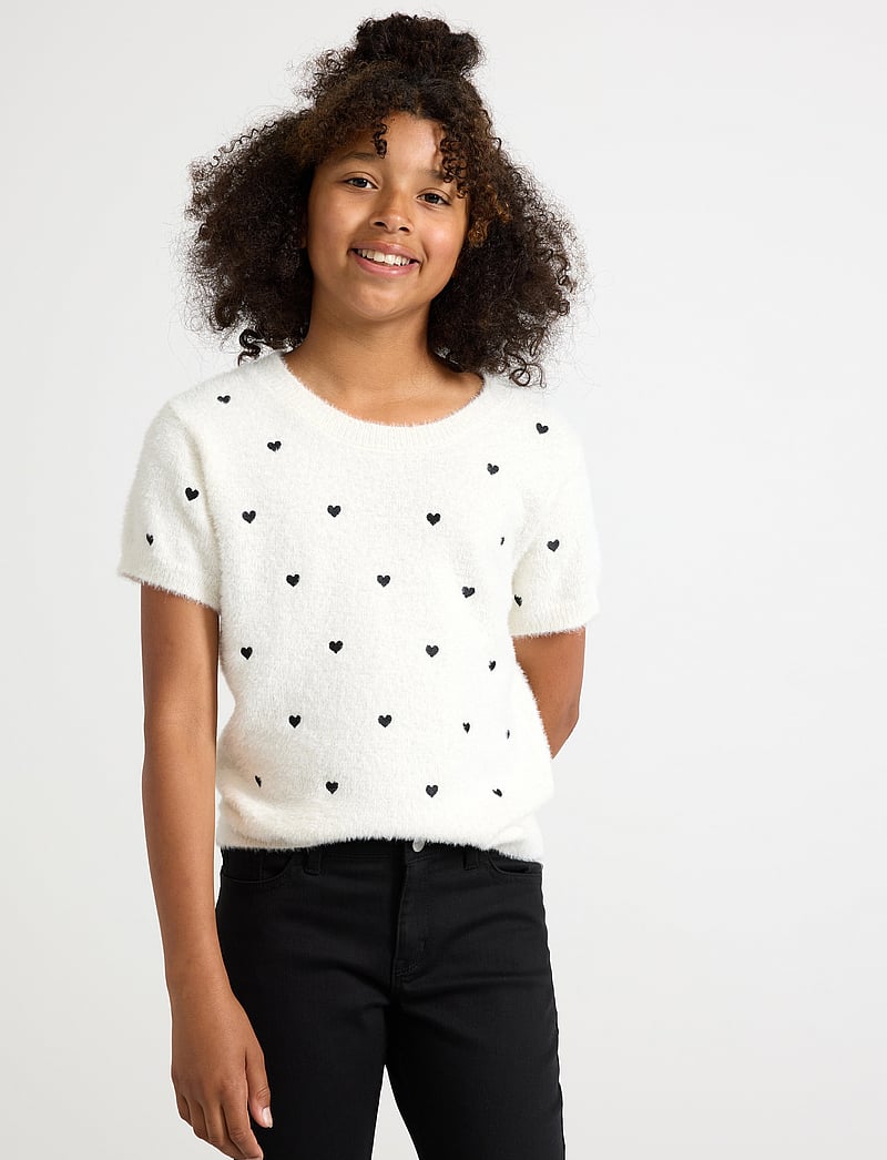 Lindex - T shirt feather yarn - lühikeste varrukatega t-särgid - light dusty white - 0