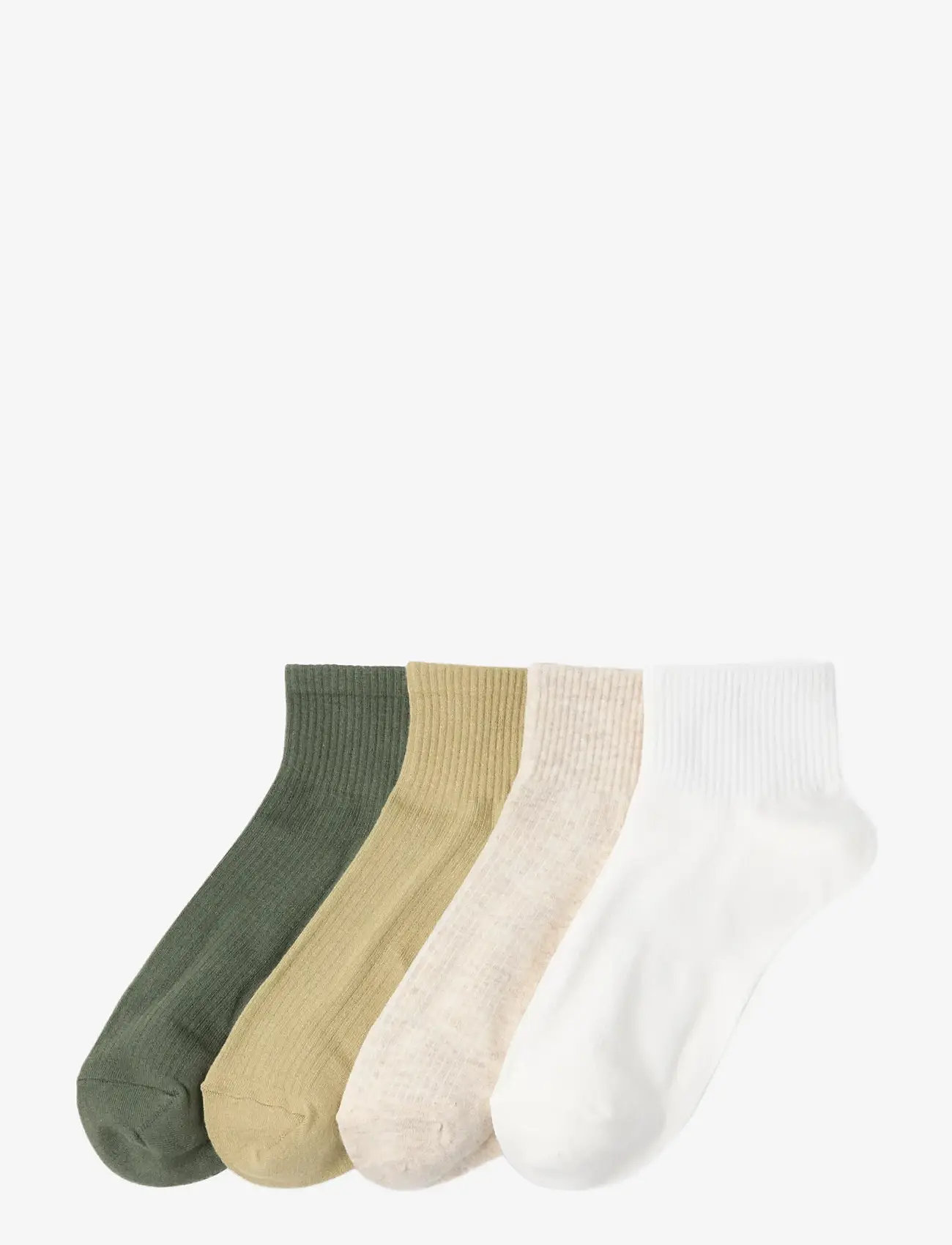 Lindex - Sock high ankle 4 p solid colo - laagste prijzen - light dusty khaki - 0