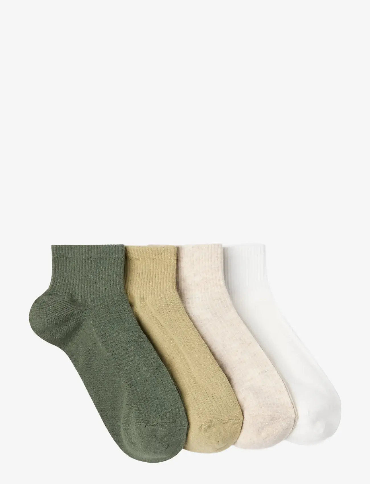 Lindex - Sock high ankle 4 p solid colo - laagste prijzen - light dusty khaki - 1