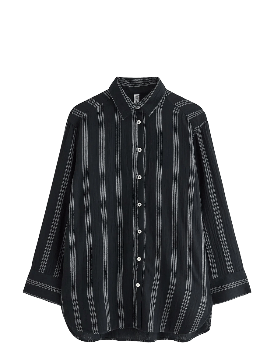 Lindex - Oversized pyjama shirt - langärmlige hemden - black - 1