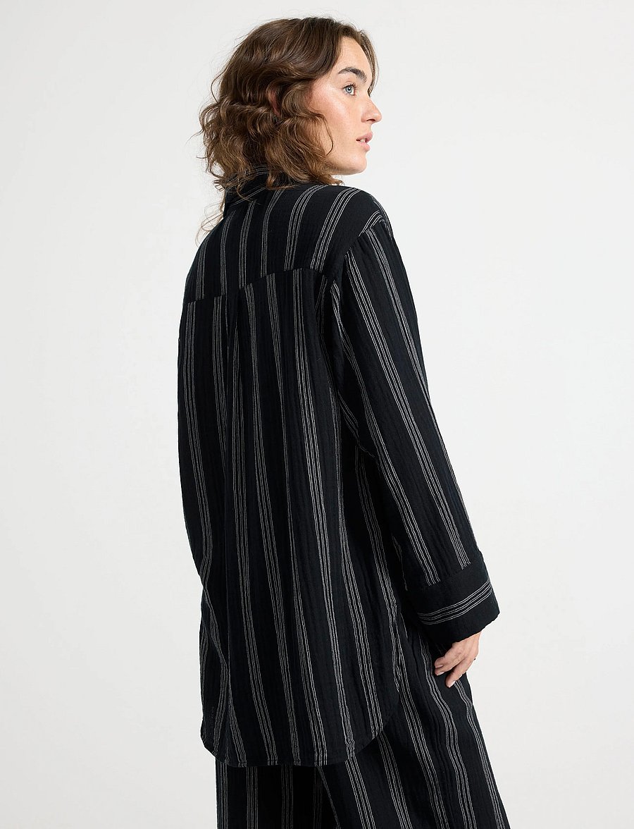 Lindex - Oversized pyjama shirt - langärmlige hemden - black - 3