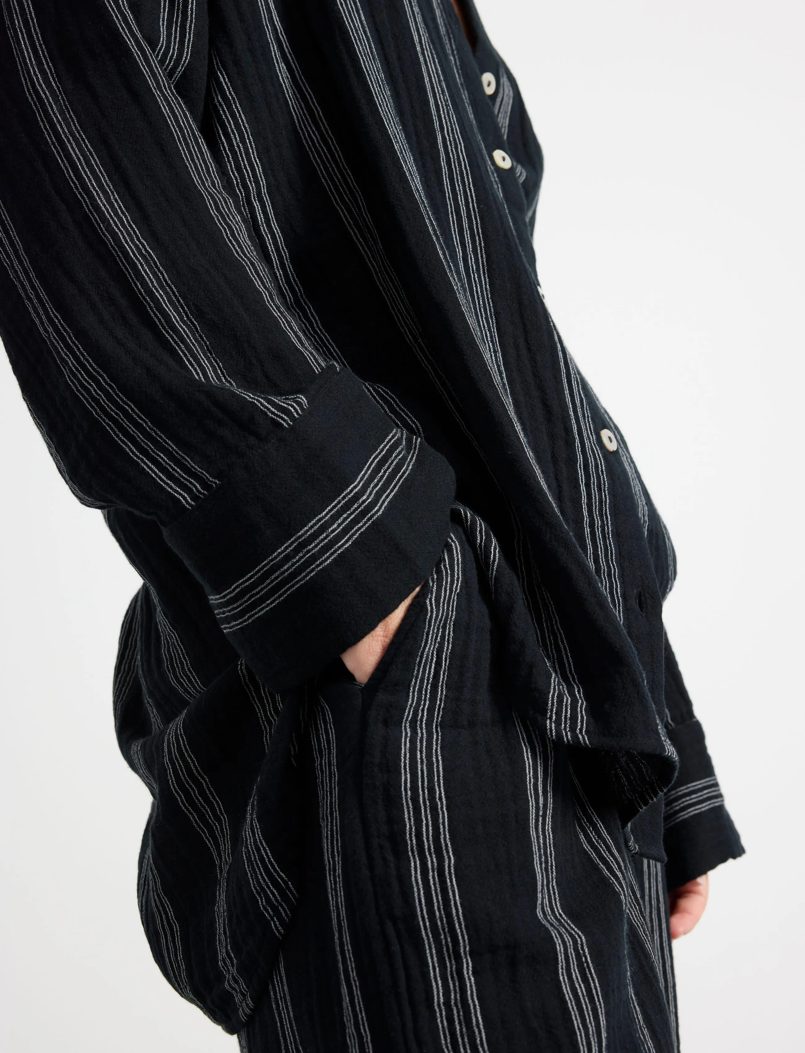 Lindex - Oversized pyjama shirt - long-sleeved shirts - black - 4