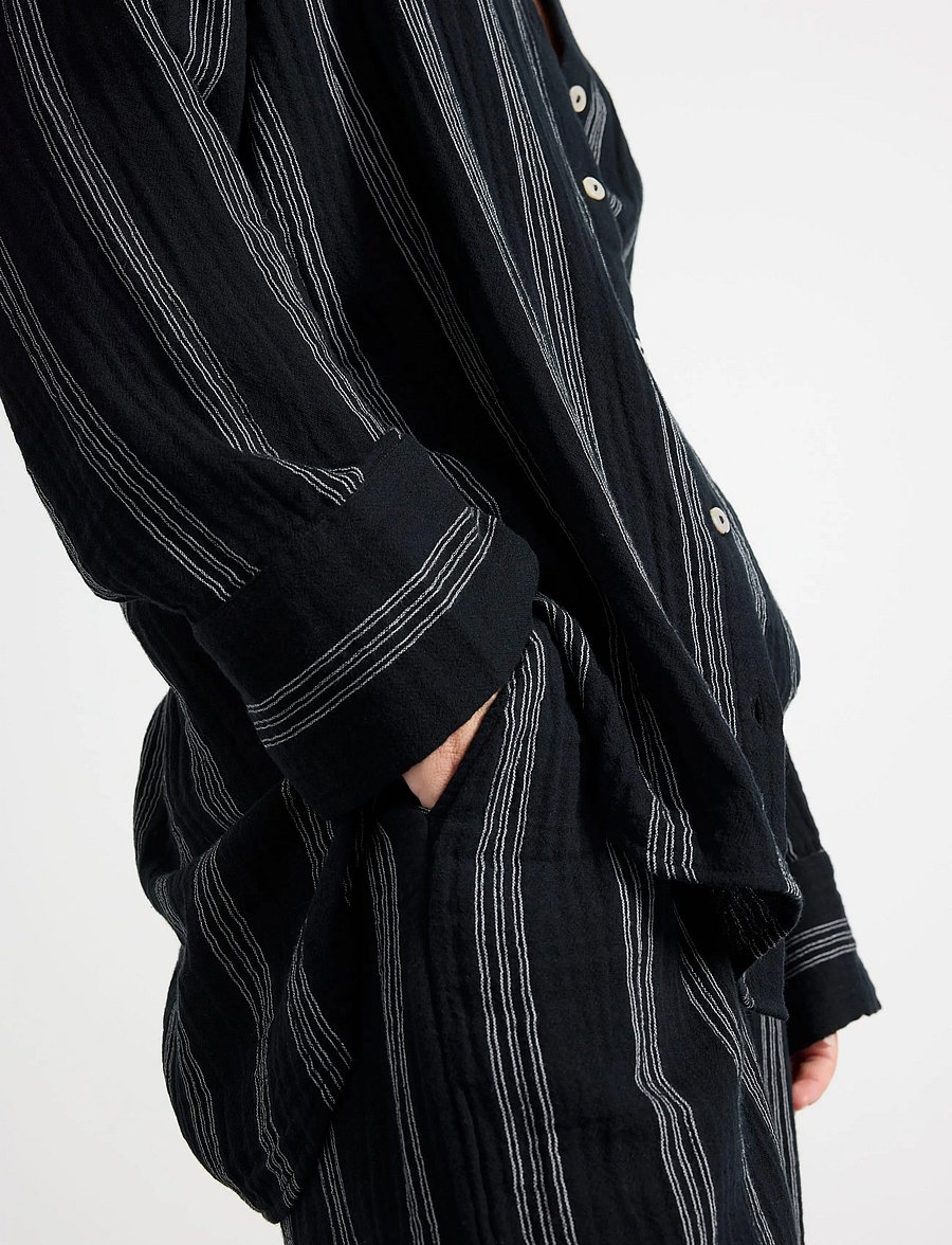 Lindex - Oversized pyjama shirt - langärmlige hemden - black - 4