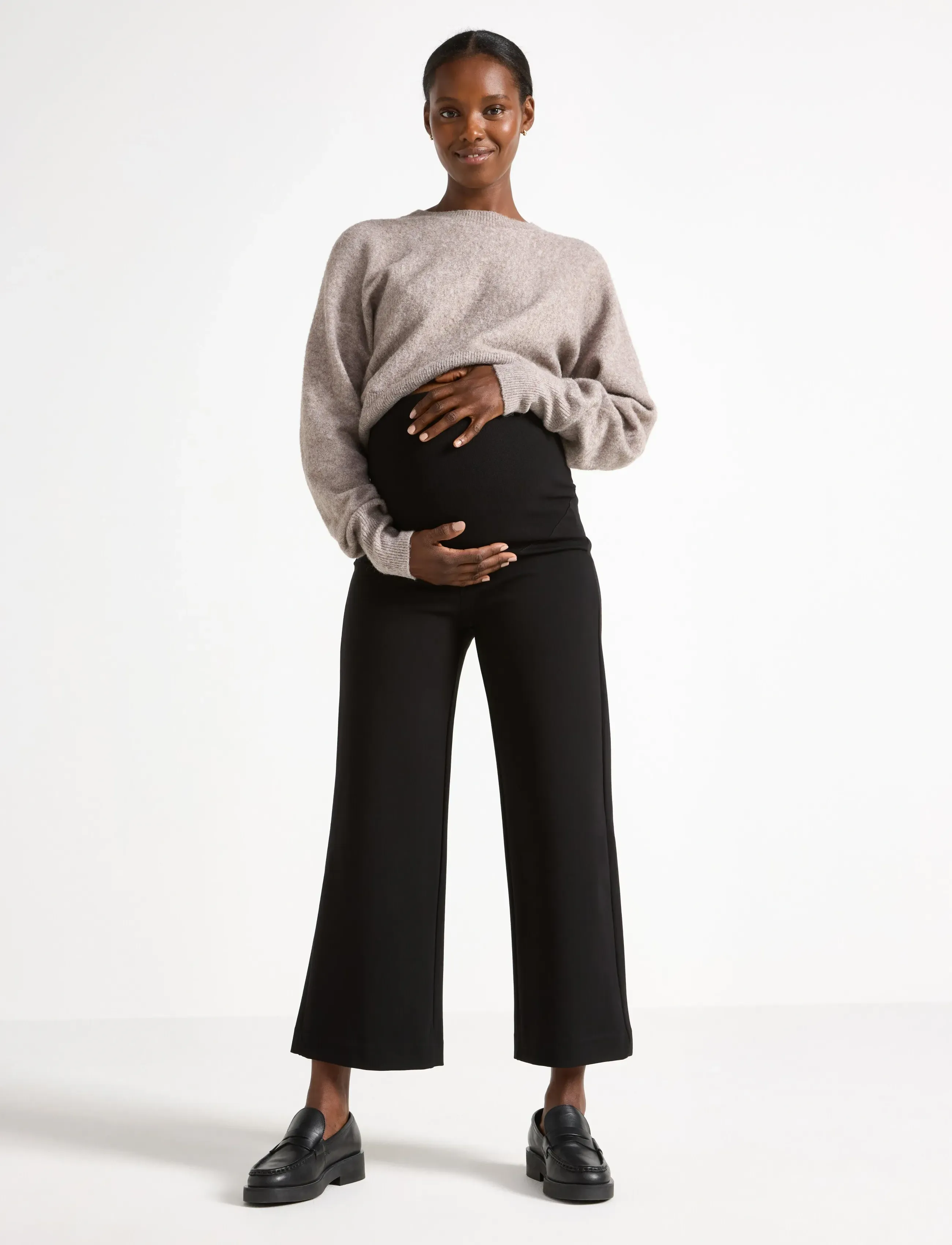 Lindex MOM cropped trousers in punto - Püksid - BLACK / black