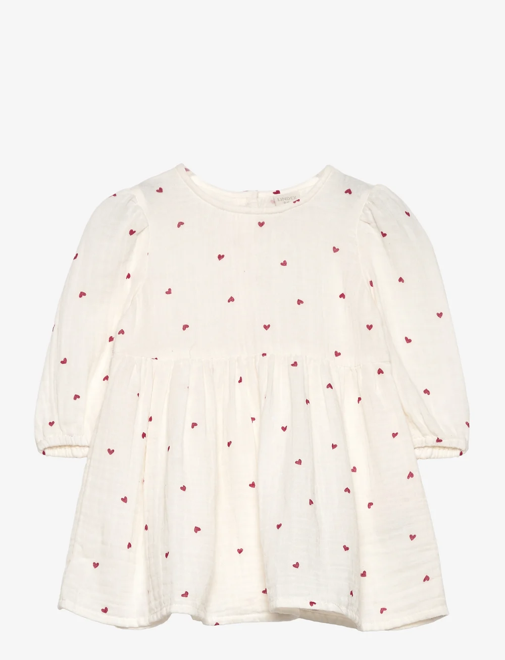 Lindex - Dress woven w hearts - långärmade babyklänningar - light dusty white - 0
