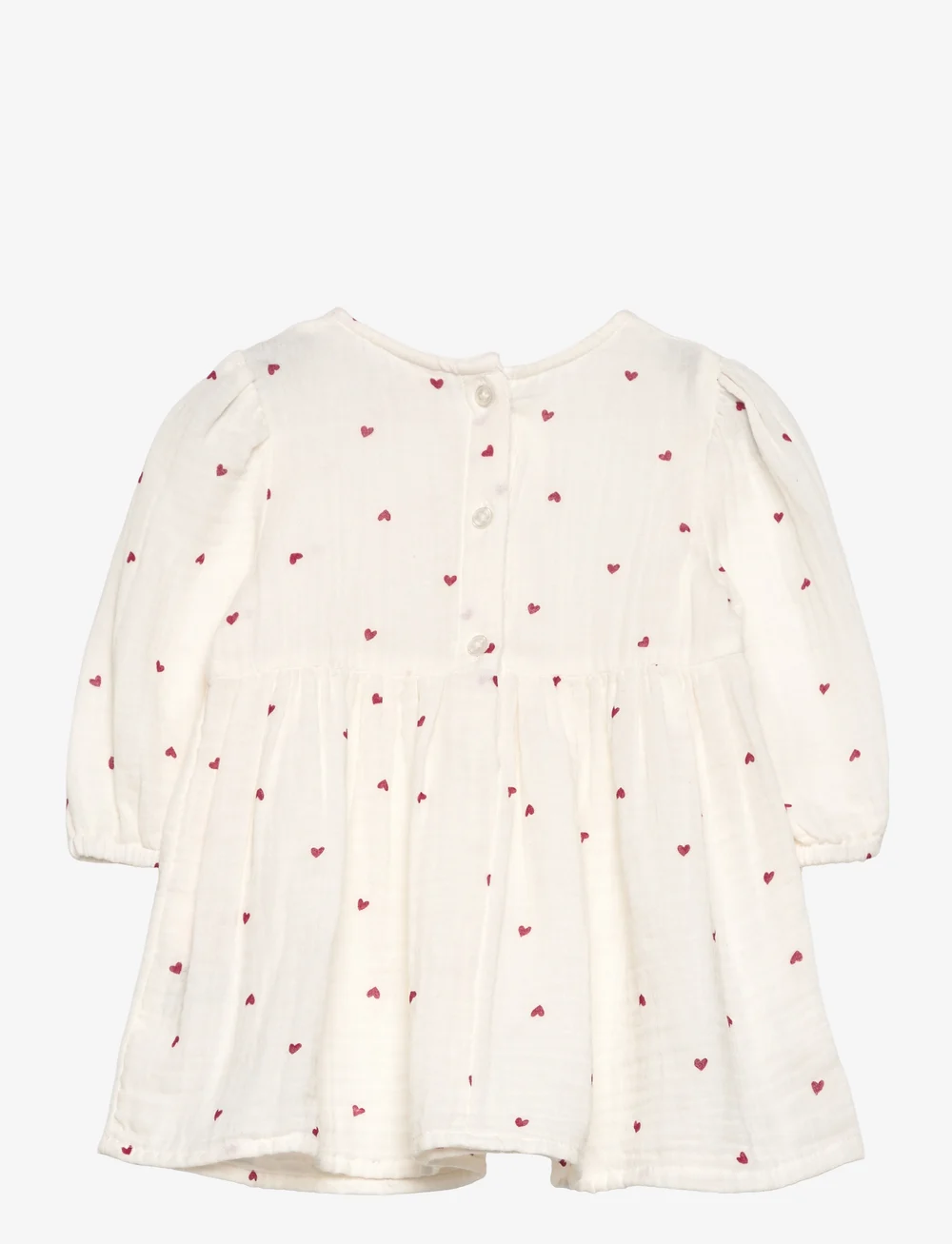 Lindex - Dress woven w hearts - långärmade babyklänningar - light dusty white - 1