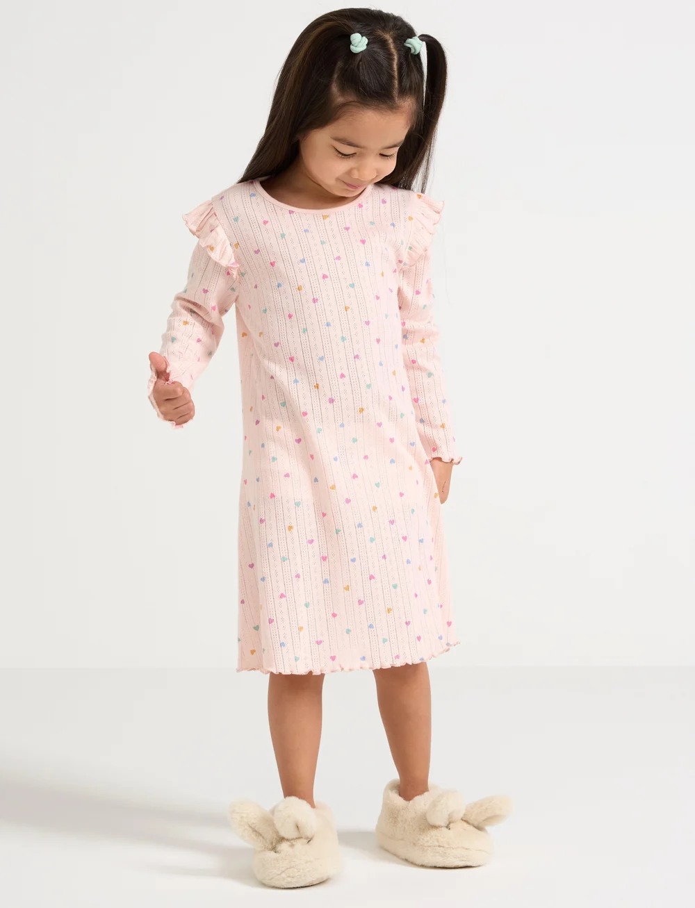 Lindex - Nightgown Pointelle LS - nachthemden - light pink - 0