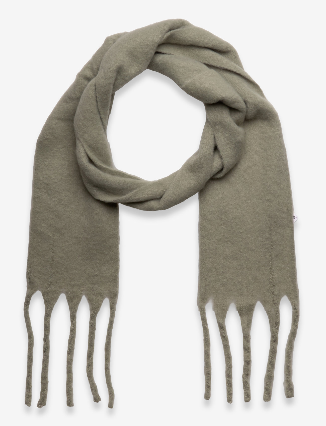 Lindex - Scarf big fringe skinny - kaulahuivit - dusty green - 0